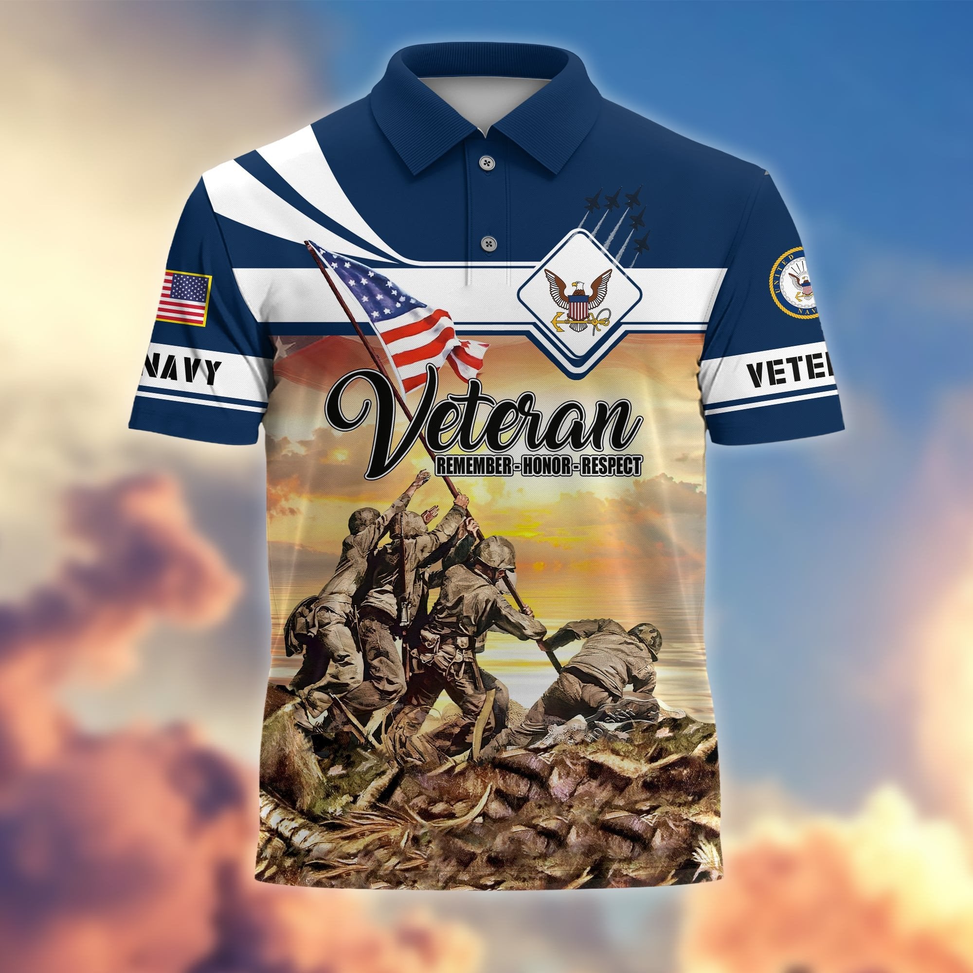 Premium US Veterans Remember - Honor - Respect Polo Shirt APVC250301