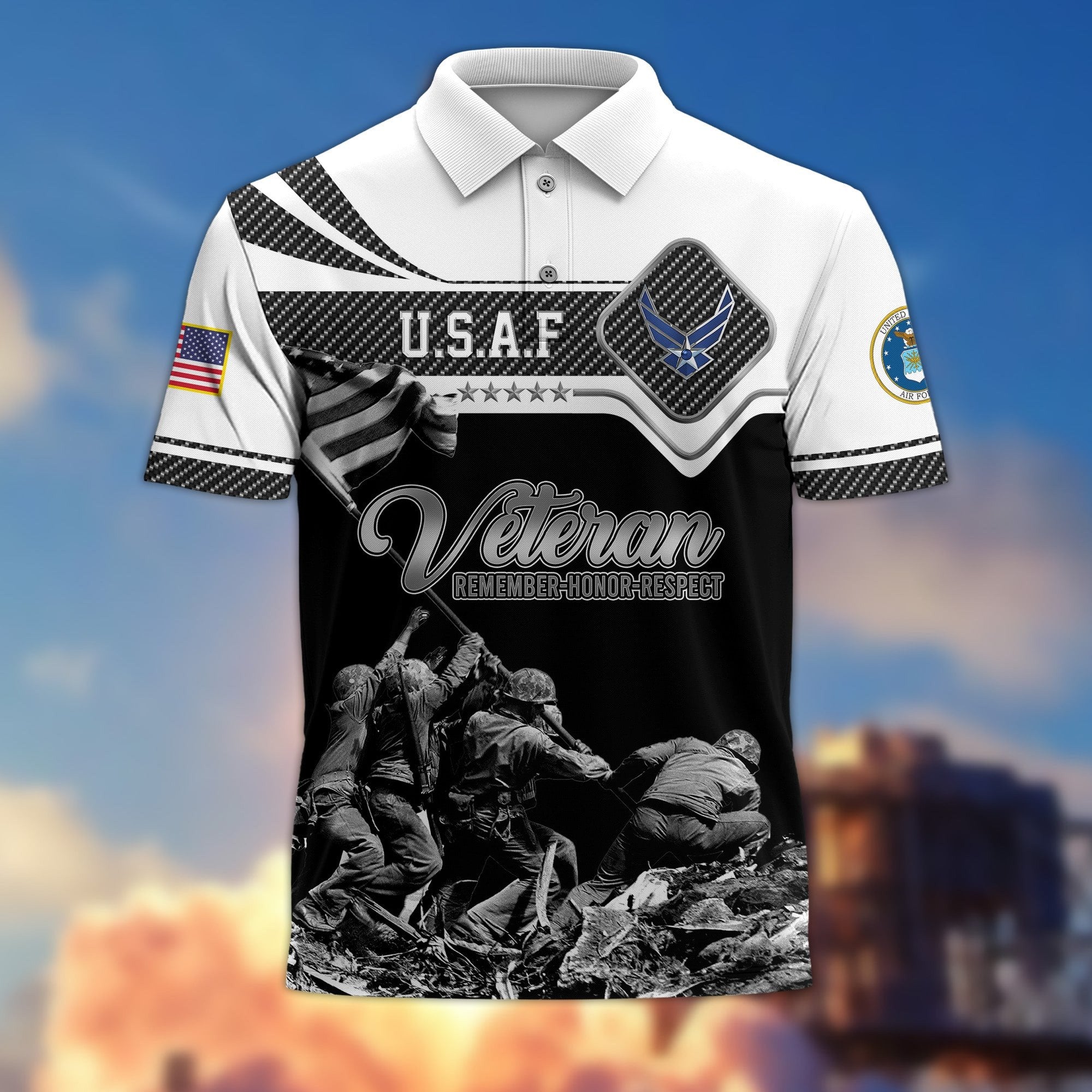 Premium US Veterans Remember - Honor - Respect Polo Shirt APVC250302