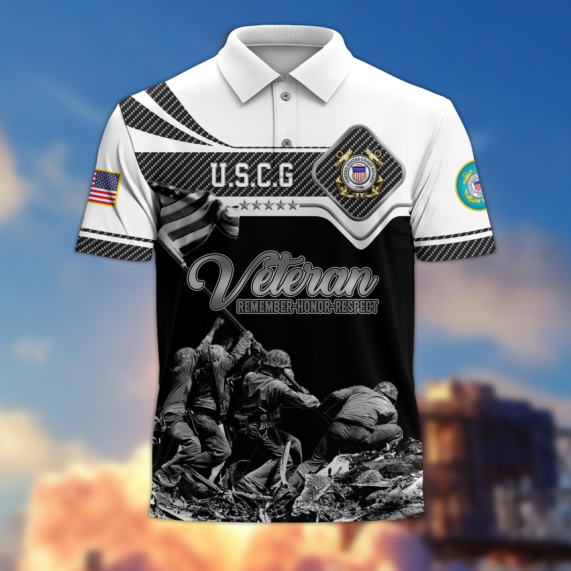 Premium US Veterans Remember - Honor - Respect Polo Shirt APVC250302
