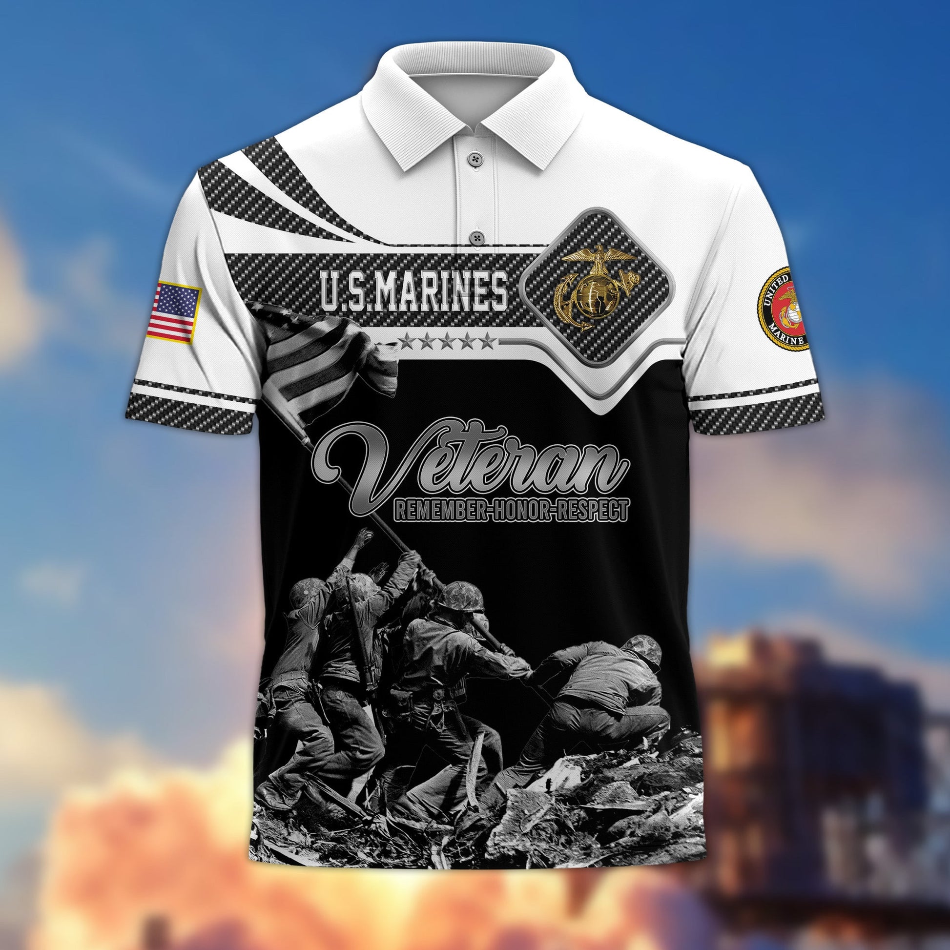 Premium US Veterans Remember - Honor - Respect Polo Shirt APVC250302