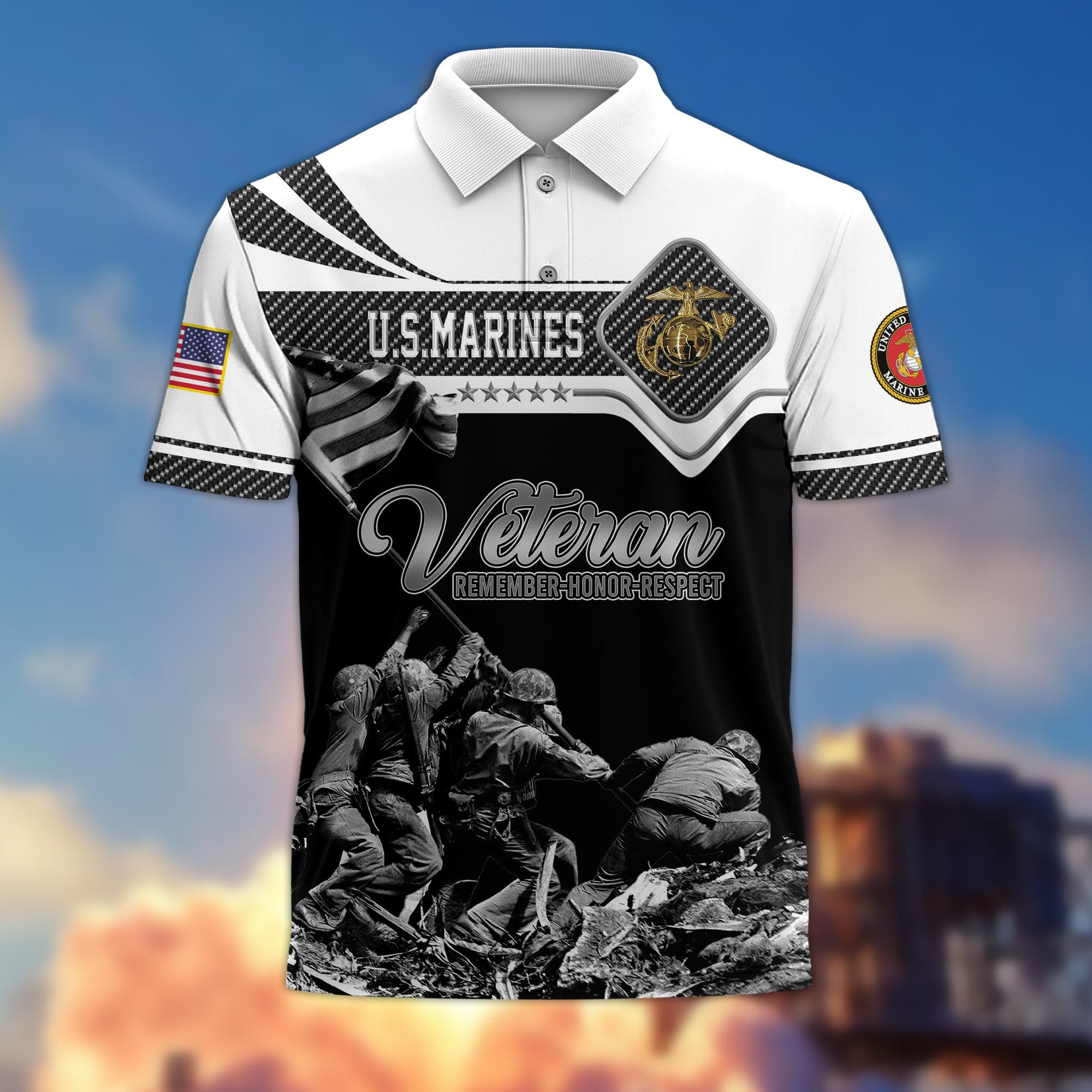 Premium US Veterans Remember - Honor - Respect Polo Shirt APVC250302
