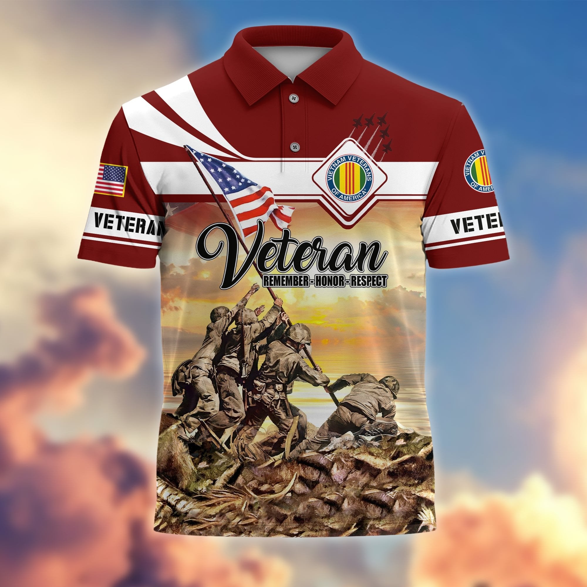 Premium US Veterans Remember - Honor - Respect Polo Shirt APVC250301