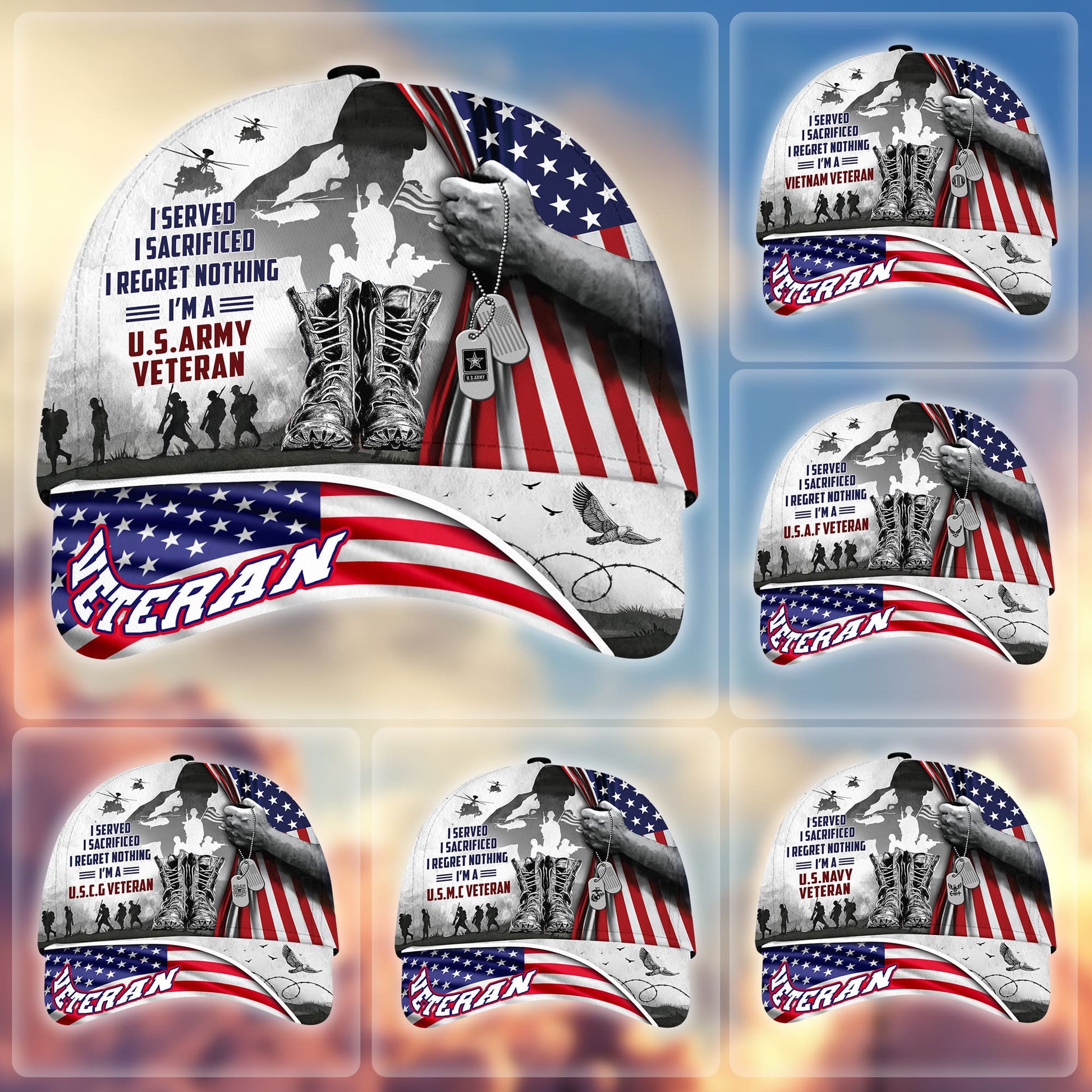 Premium I Served I Sacrificed I Regret Nothing I Am A US Veteran Cap APVC030403
