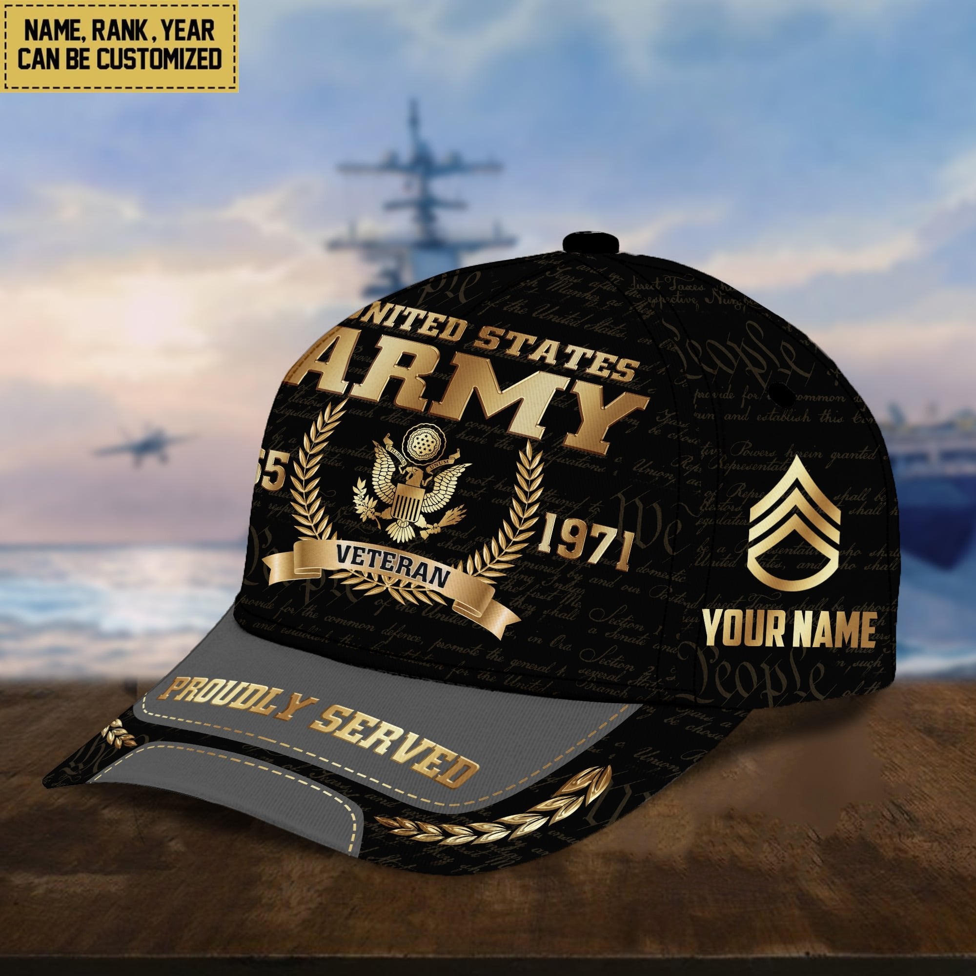 Premium Personalized Proudly Served US Veterans Cap APVC060501