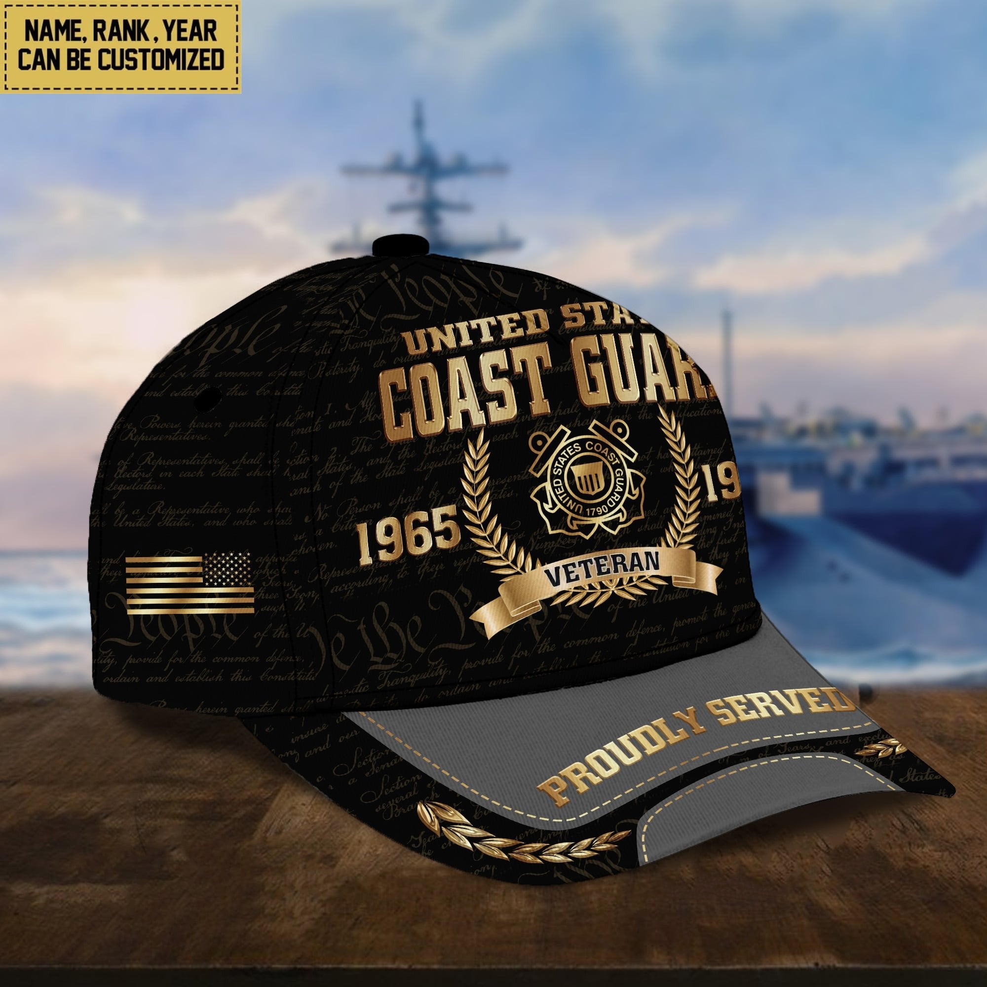 Premium Personalized Proudly Served US Veterans Cap APVC060501