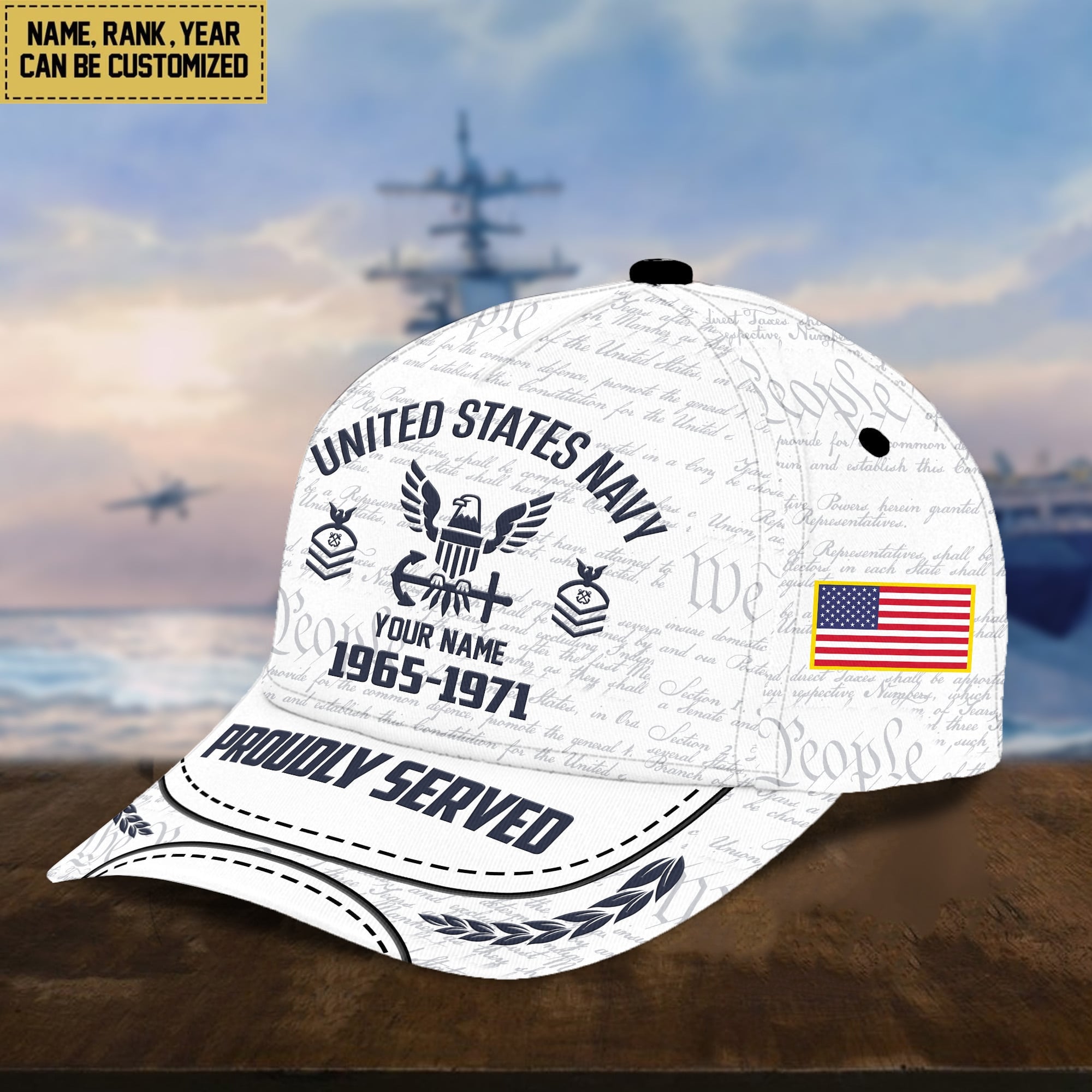US Navy Classic Baseball Cap, Custom Name, Custom Rank And Years Of Service, Gift For US Navy Veteran, Gift For US Veterans VPVC000102