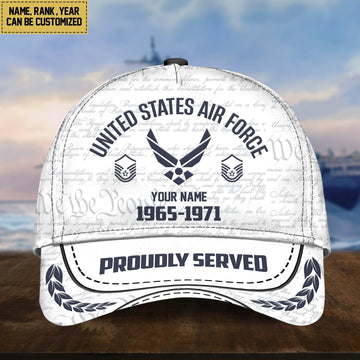 US Air Force Classic Baseball Cap, Custom Name, Custom Rank And Years Of Service, Gift For USAF Veteran, Gift For US Veterans VPVC000104
