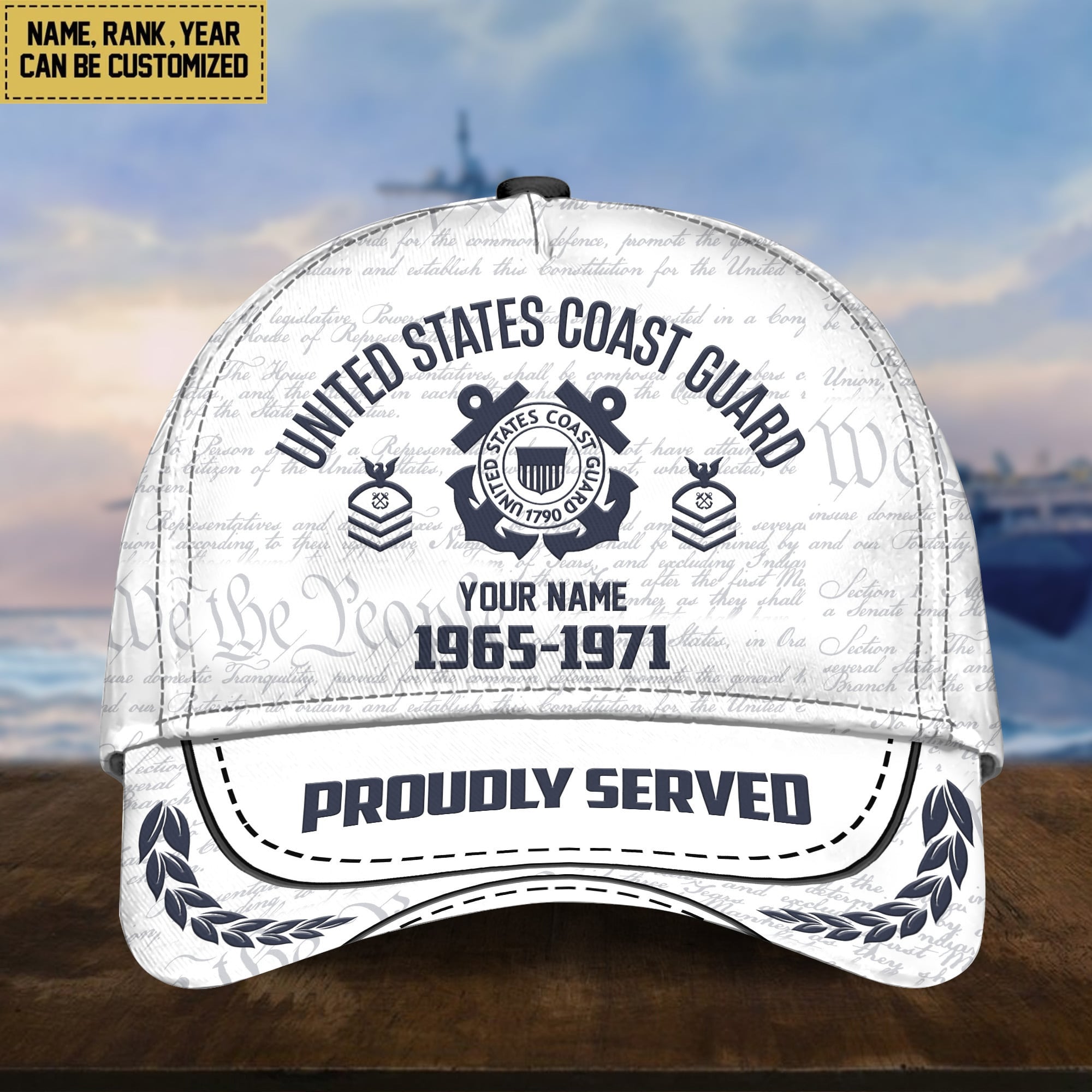 US Coast Guard Classic Baseball Cap, Custom Name, Custom Rank And Years Of Service, Gift For USCG Veteran, Gift For US Veterans VPVC000105