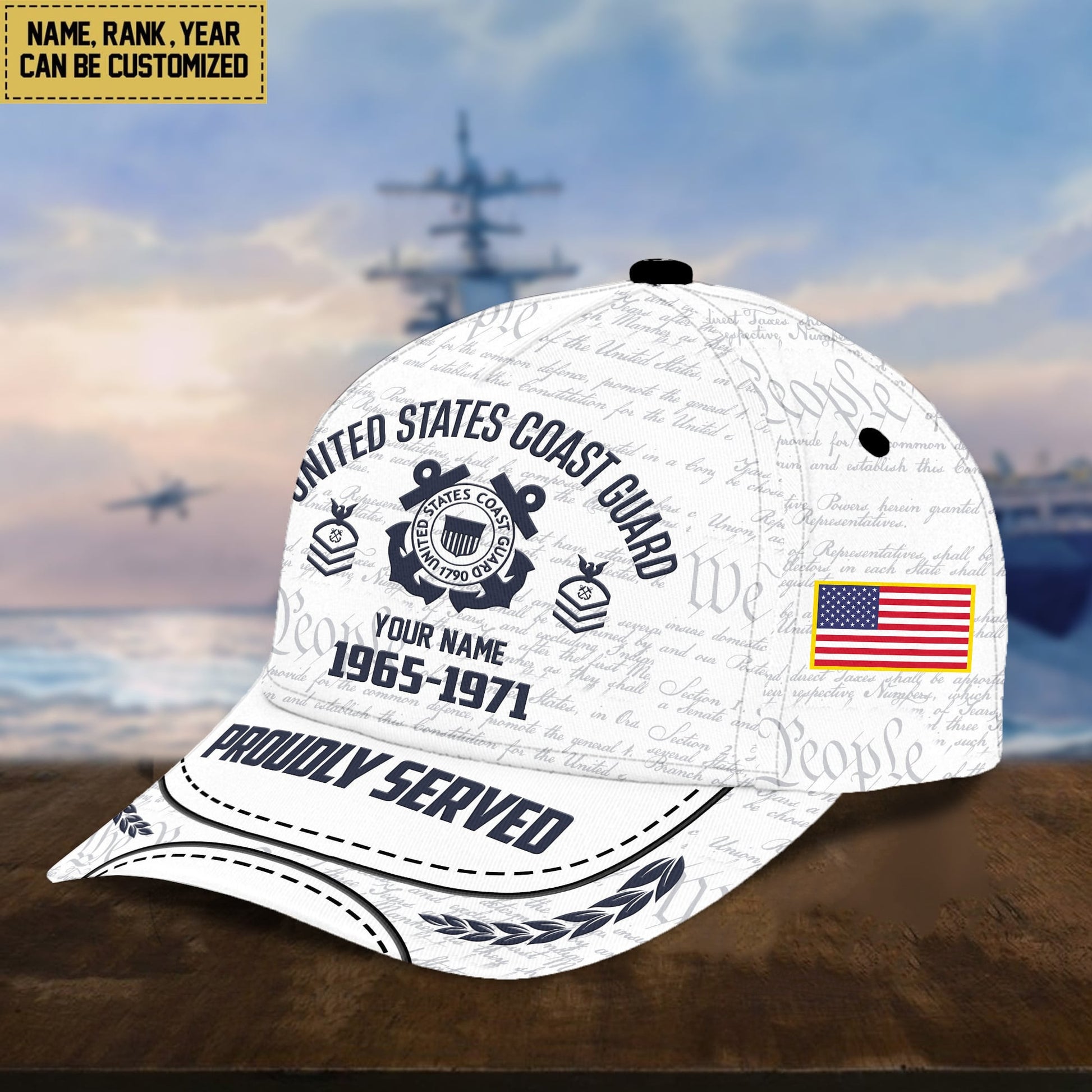 US Coast Guard Classic Baseball Cap, Custom Name, Custom Rank And Years Of Service, Gift For USCG Veteran, Gift For US Veterans VPVC000105