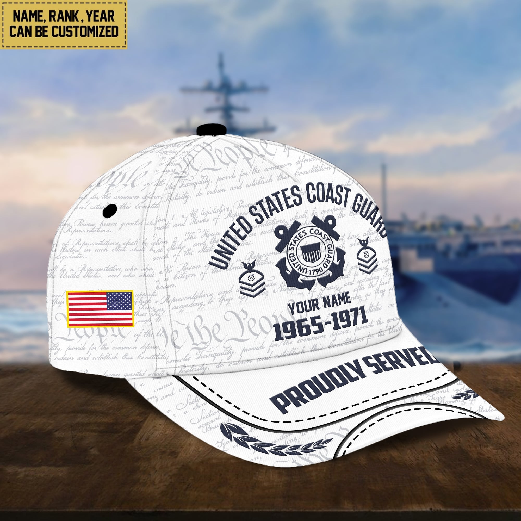 US Coast Guard Classic Baseball Cap, Custom Name, Custom Rank And Years Of Service, Gift For USCG Veteran, Gift For US Veterans VPVC000105