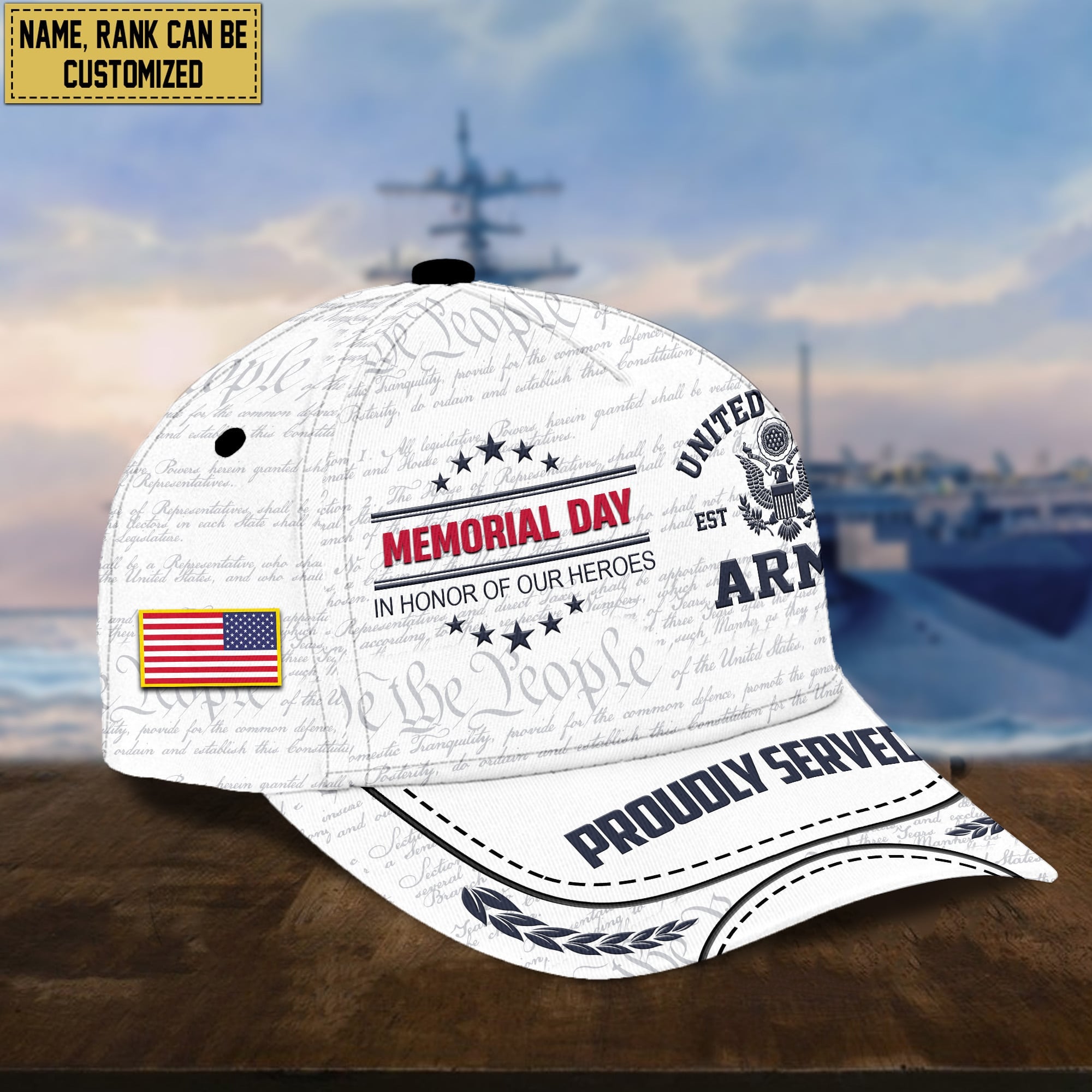 US Army Custom Rank, Name Cap, Gift For Veterans Day, Father's Day, Memorial Day VPVC000301