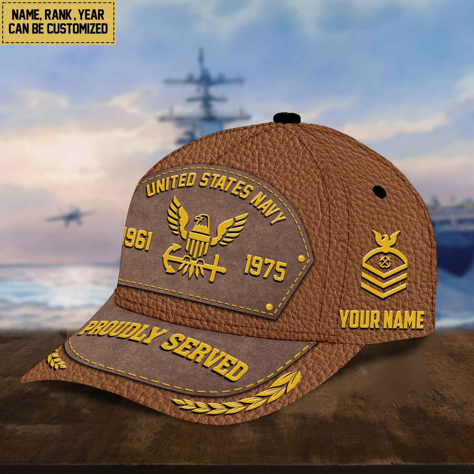 Customized US Navy Veteran Cap, Gift For Veterans Day, Father's Day, Memorial Day VPVC000402