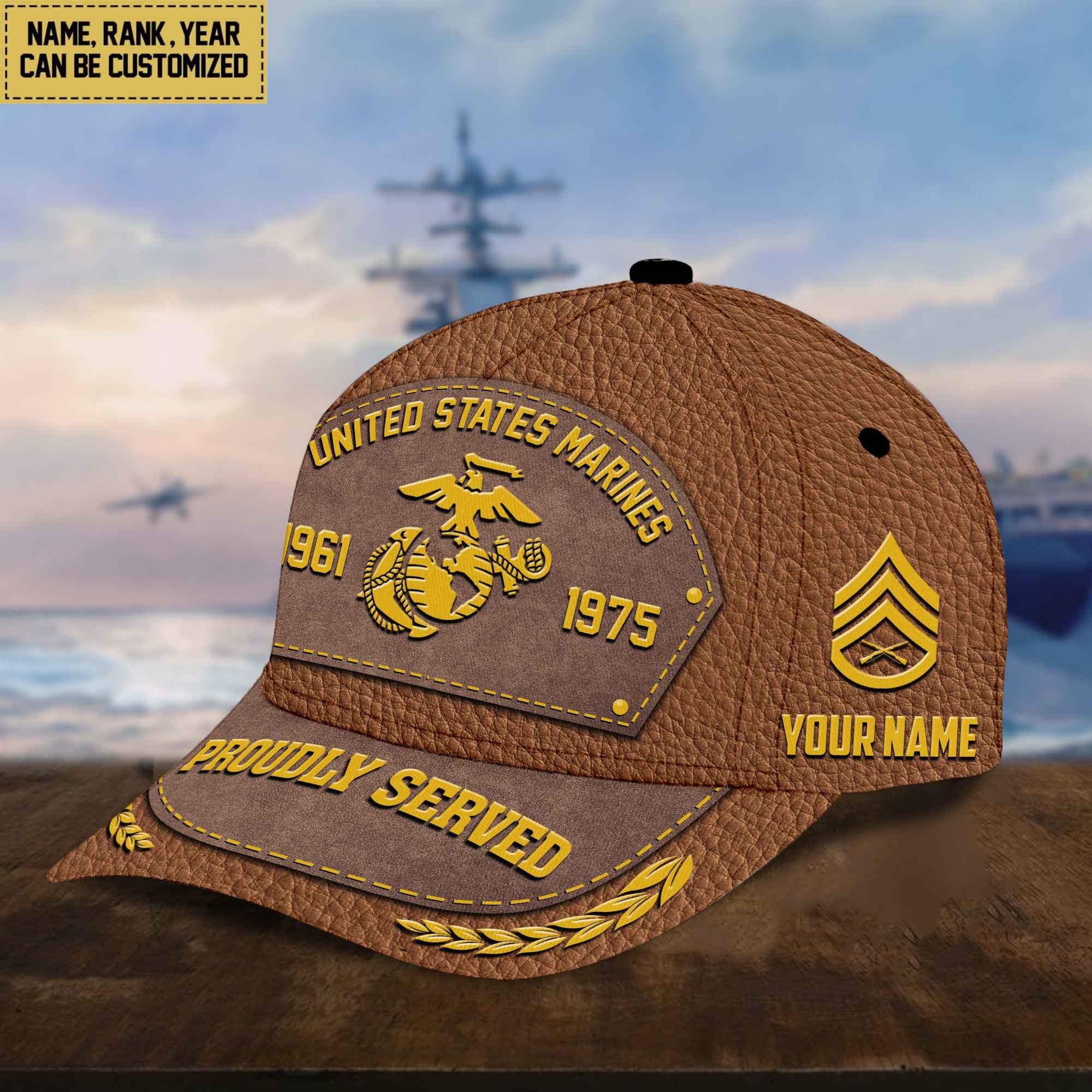 Customized US Marines Veteran Cap, Gift For Veterans Day, Father's Day, Memorial Day VPVC000403