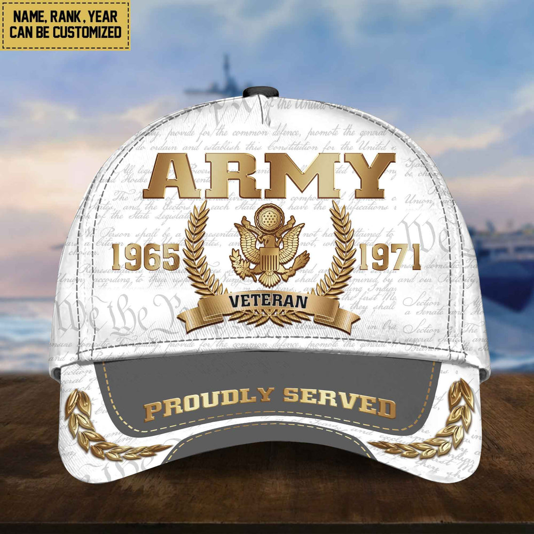 US Army Cap, Custom Name, Rank, Years Of Service Gift For Veterans Day, Father's Day, Memorial Day VPVC000501