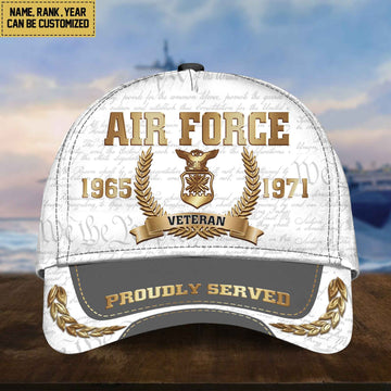 USAF Cap, Custom Name, Rank, Years Of Service Gift For Veterans Day, Father's Day, Memorial Day VPVC000504