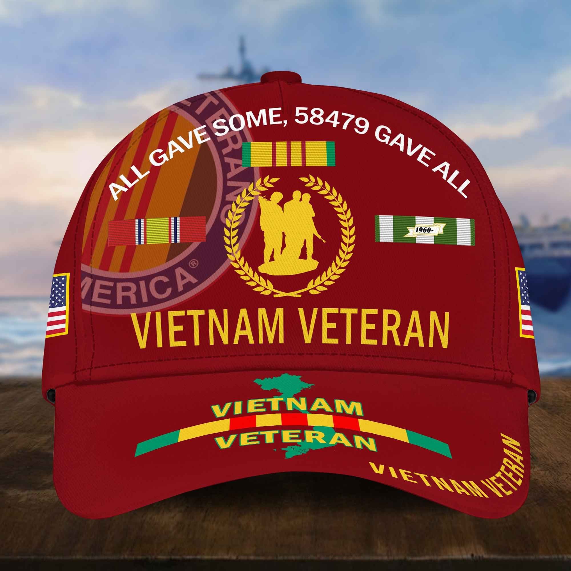 Vietnam Veteran Hat, Personalized Cap Gift For Gift For Veterans Day, Father's Day, Memorial Day VPVC0011