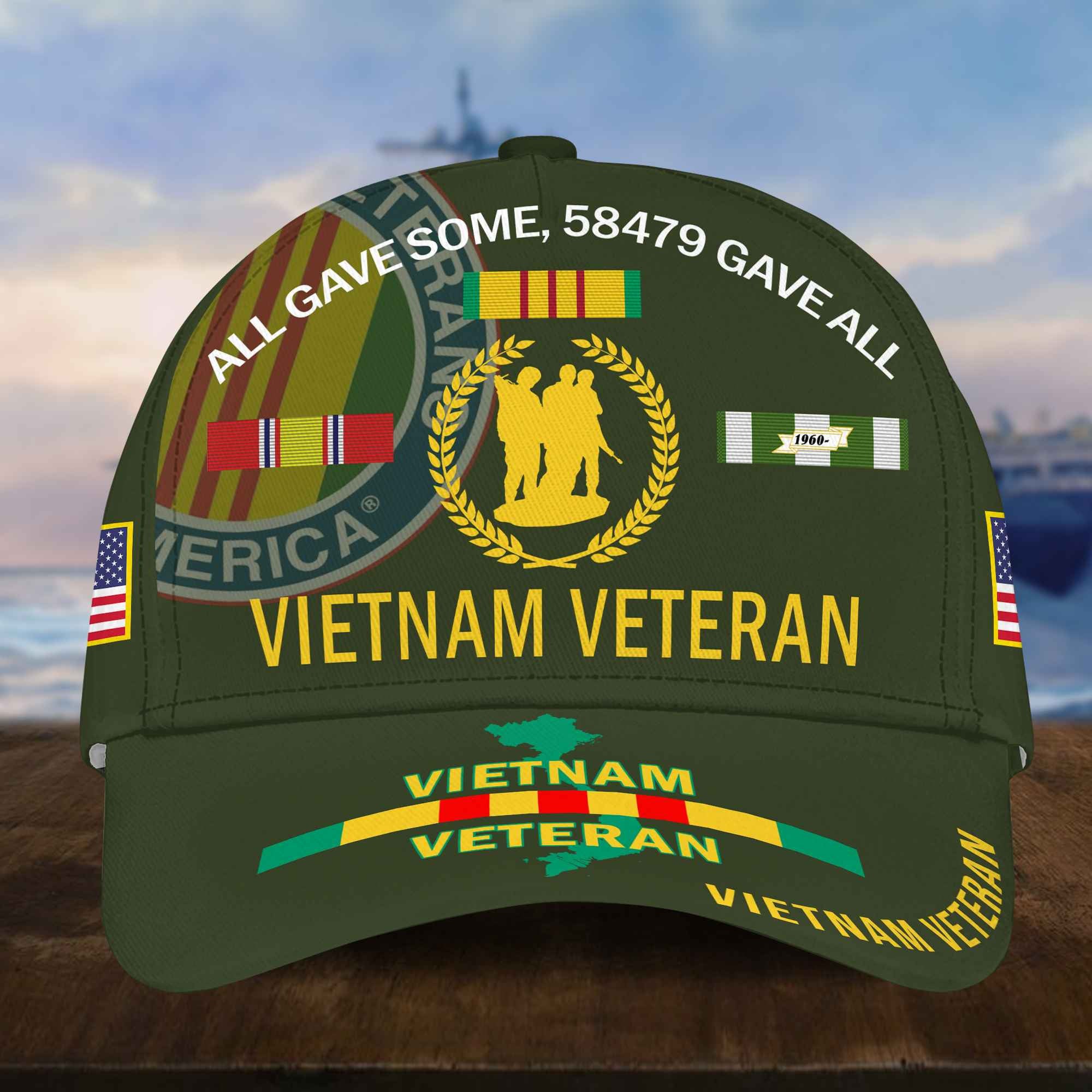 Vietnam Veteran Hat, Personalized Cap Gift For Gift For Veterans Day, Father's Day, Memorial Day VPVC0011