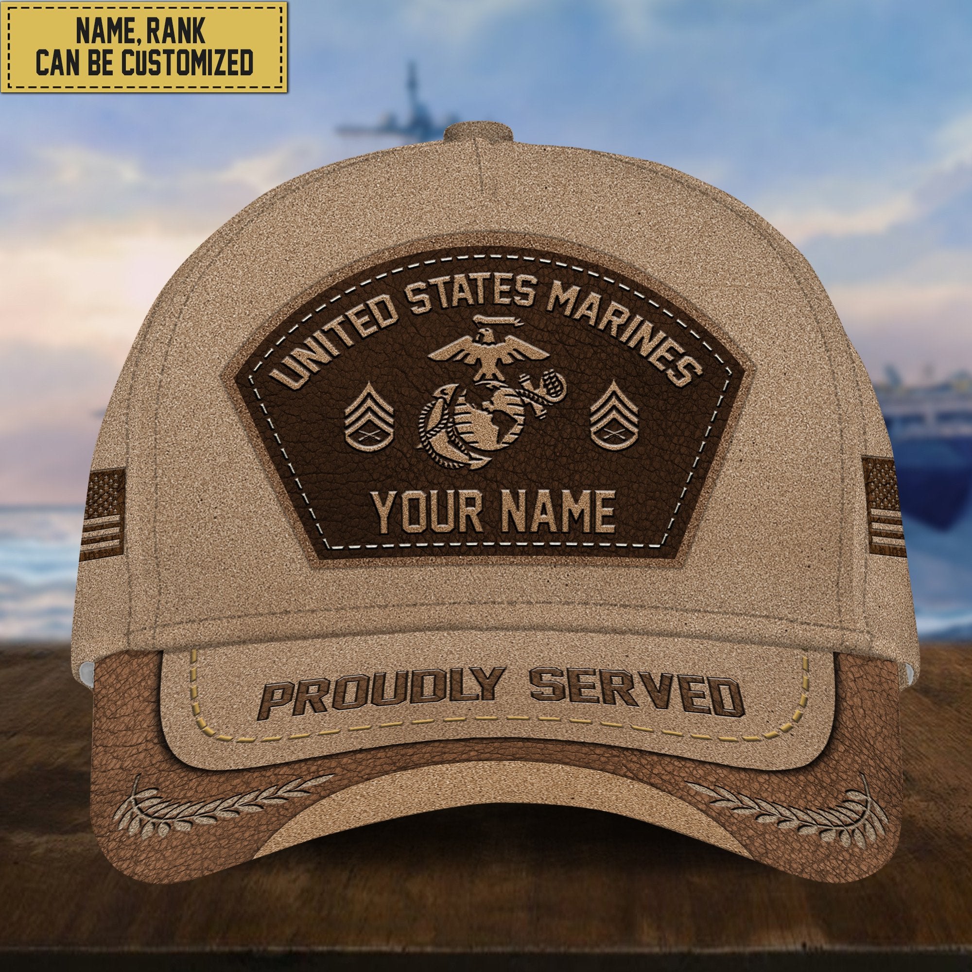 Customized US Marines Veteran Hat - Personalized Name, Rank Gift For Veteran VPVC000903