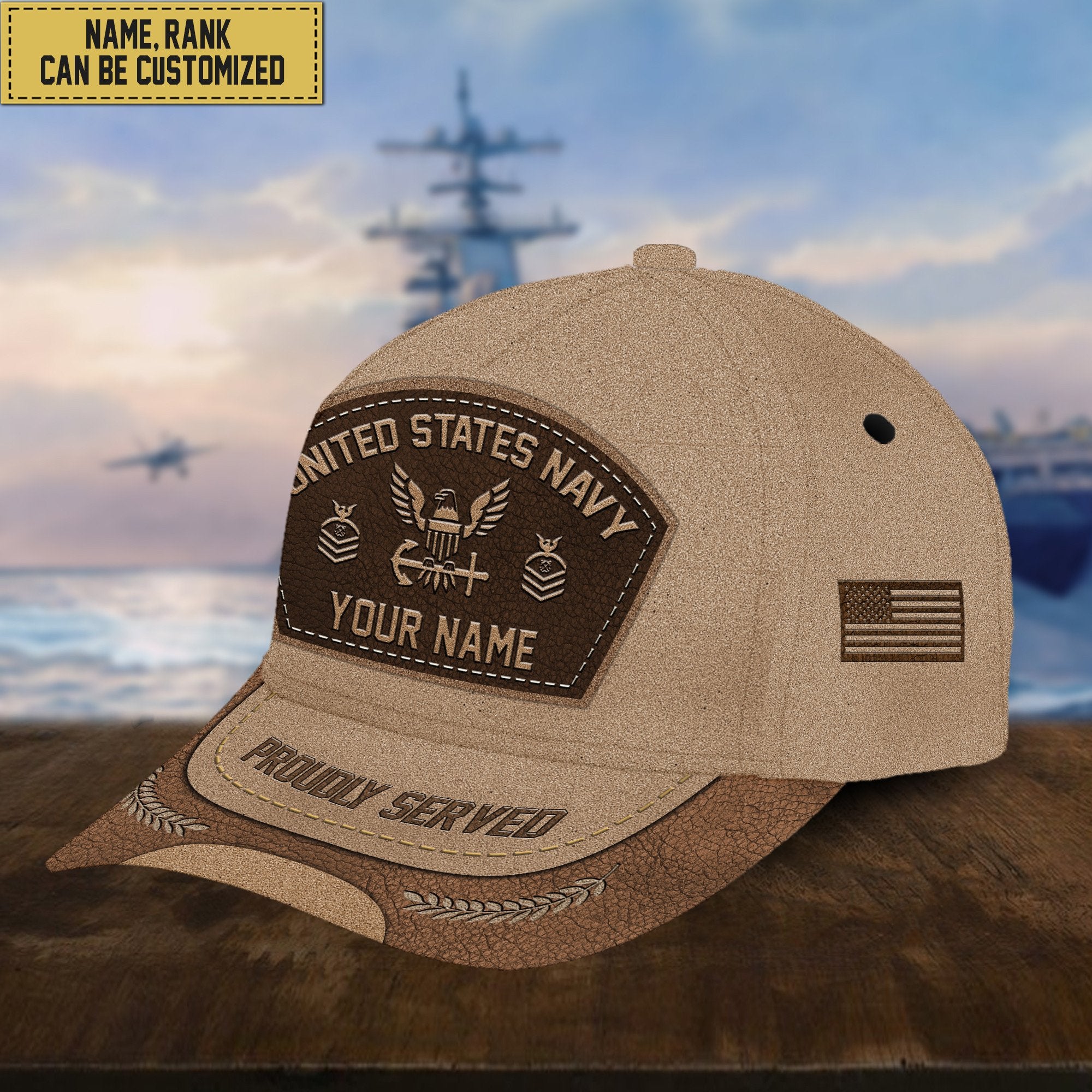 Customized US Navy Veteran Hat - Personalized Name, Rank Gift For Veteran VPVC000902