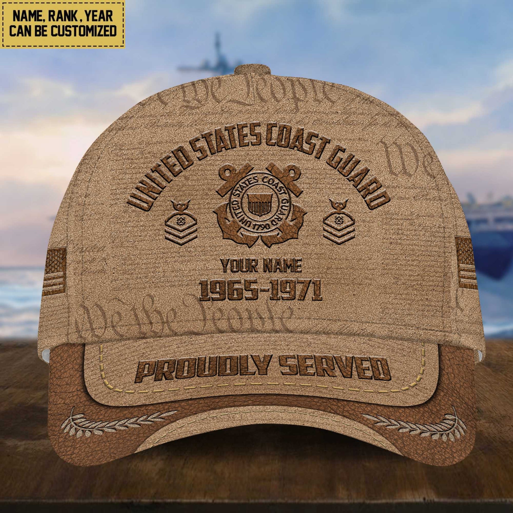 USCG Veteran Cap, Custom Name, Rank, Years Of Service Gift For Veterans Day, Father's Day, Memorial Day VPVC000705