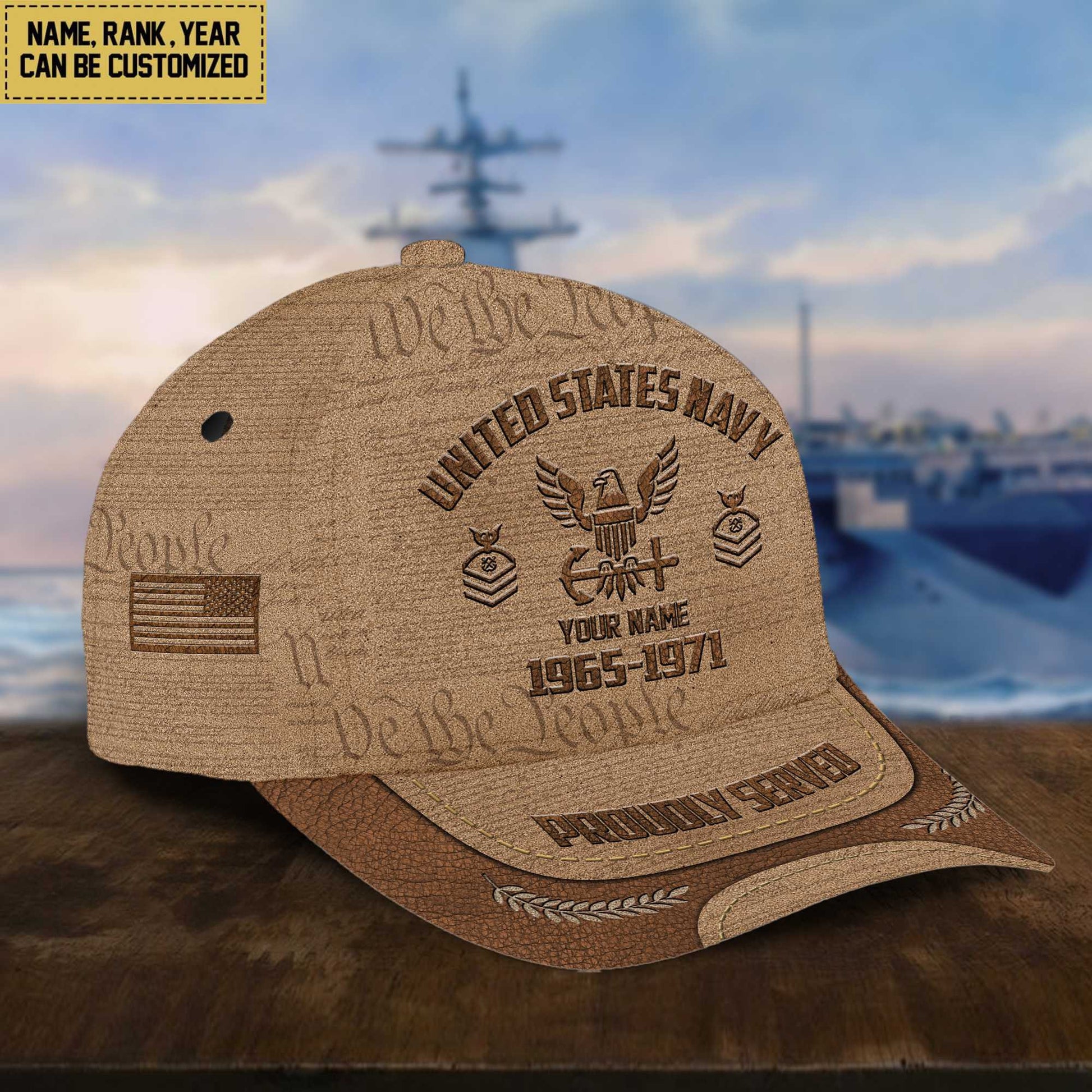 US Navy Veteran Cap, Custom Name, Rank, Years Of Service Gift For Veterans Day, Father's Day, Memorial Day VPVC000702
