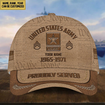 US Army Veteran Cap, Custom Name, Rank, Years Of Service Gift For Veterans Day, Father's Day, Memorial Day VPVC000701