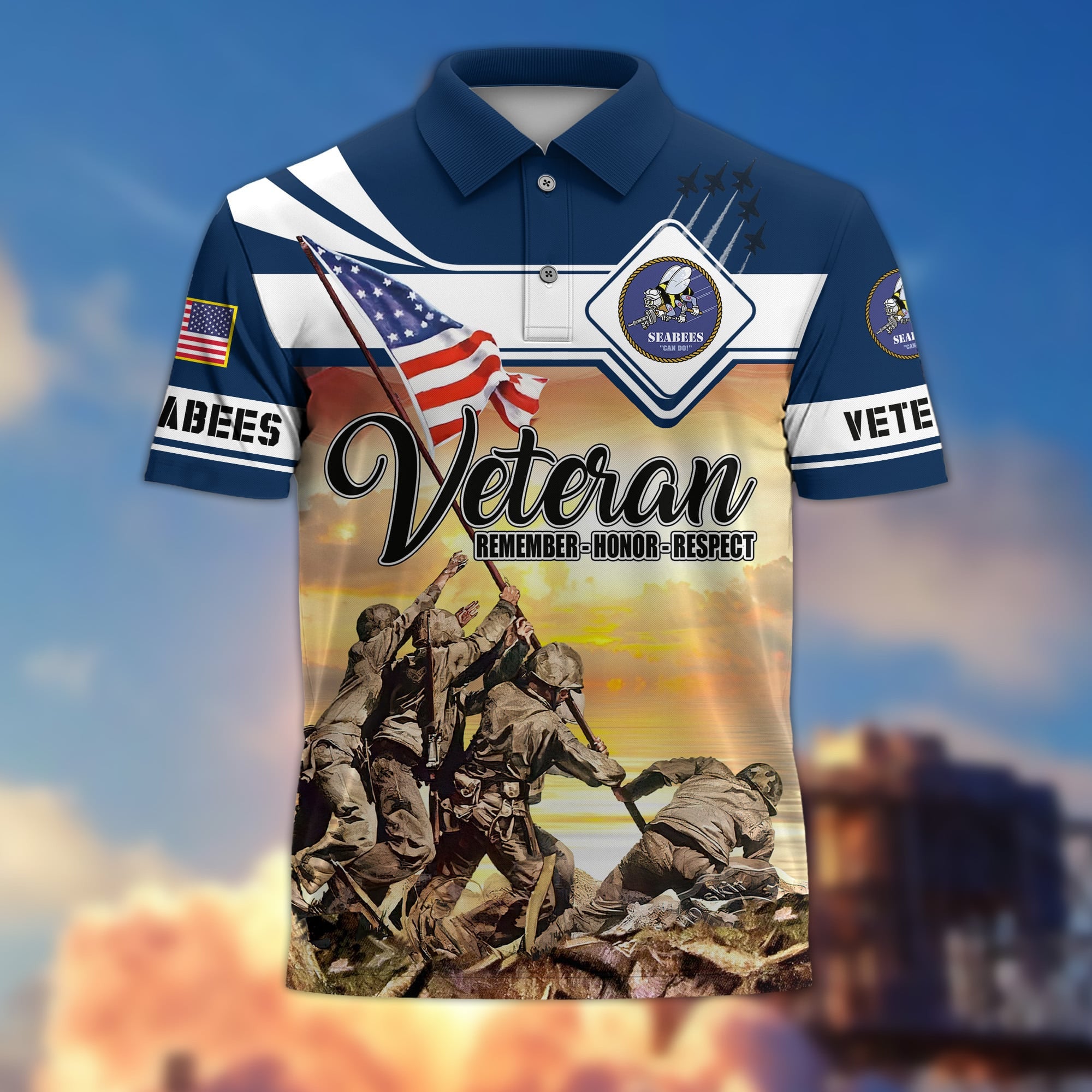 Premium US Veterans Remember - Honor - Respect Polo Shirt APVC250301