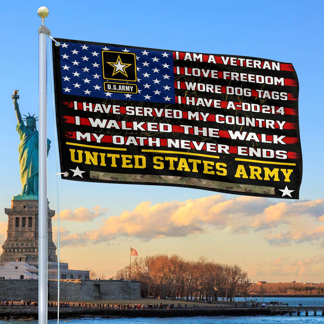 Premium US Army Veteran Grommet Flag Gift For Veterans Day, Father's Day, Memorial Day VPVC100101