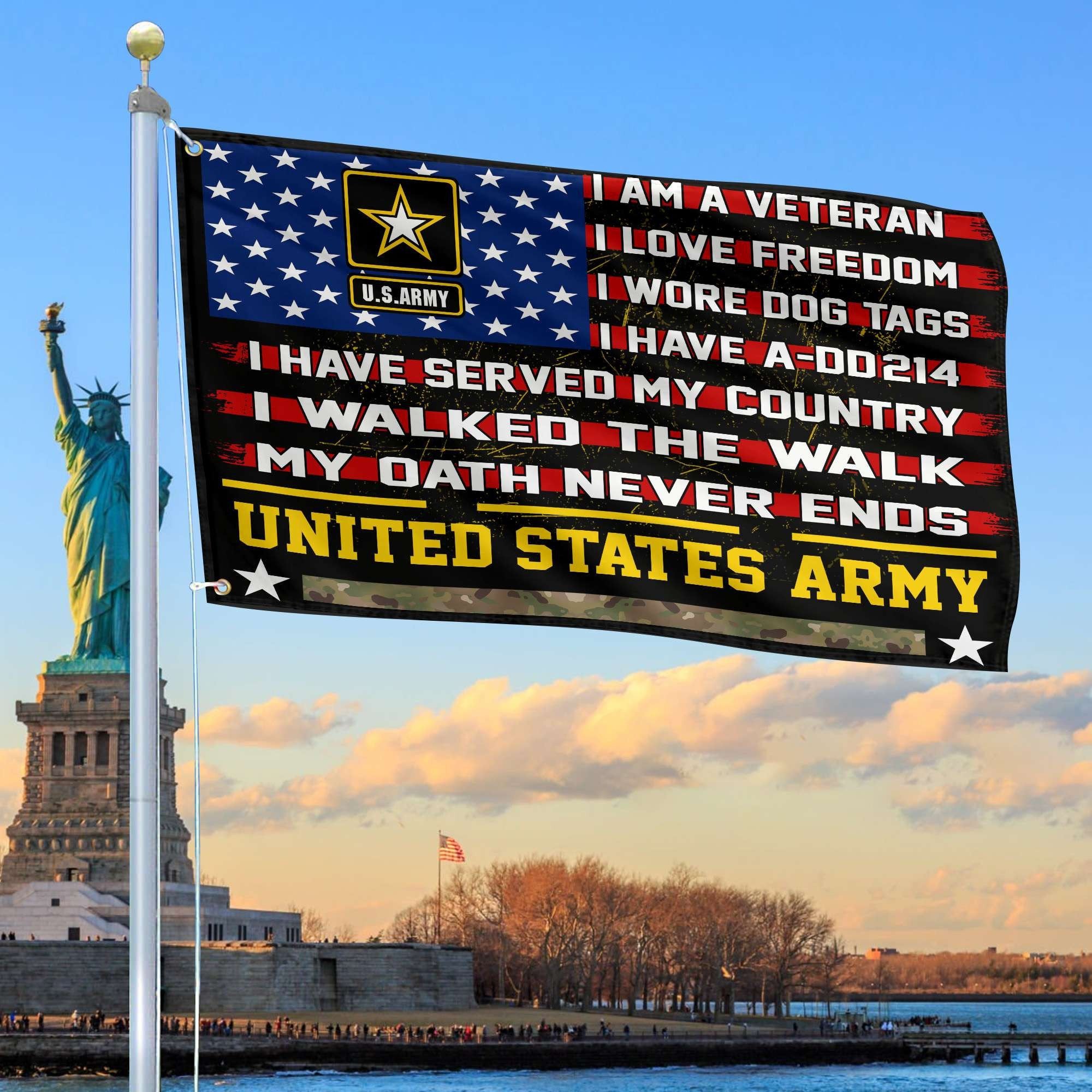 Premium US Army Veteran Grommet Flag Gift For Veterans Day, Father's Day, Memorial Day VPVC100101