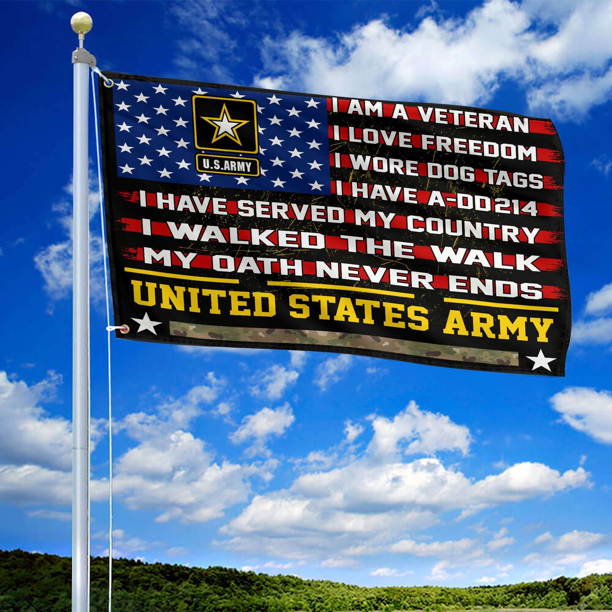 Premium US Army Veteran Grommet Flag Gift For Veterans Day, Father's Day, Memorial Day VPVC100101