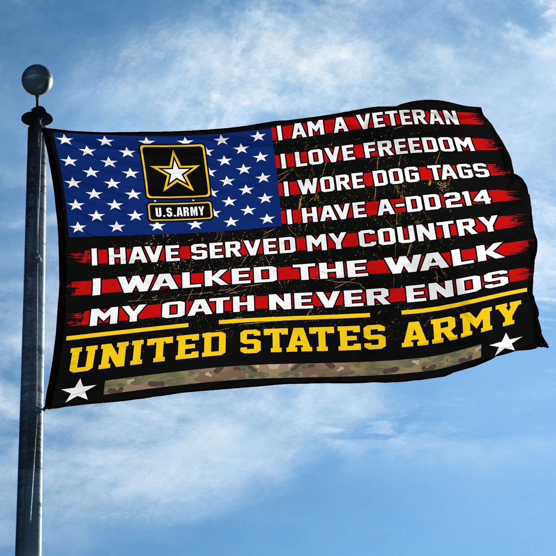 Premium US Army Veteran Grommet Flag Gift For Veterans Day, Father's Day, Memorial Day VPVC100101