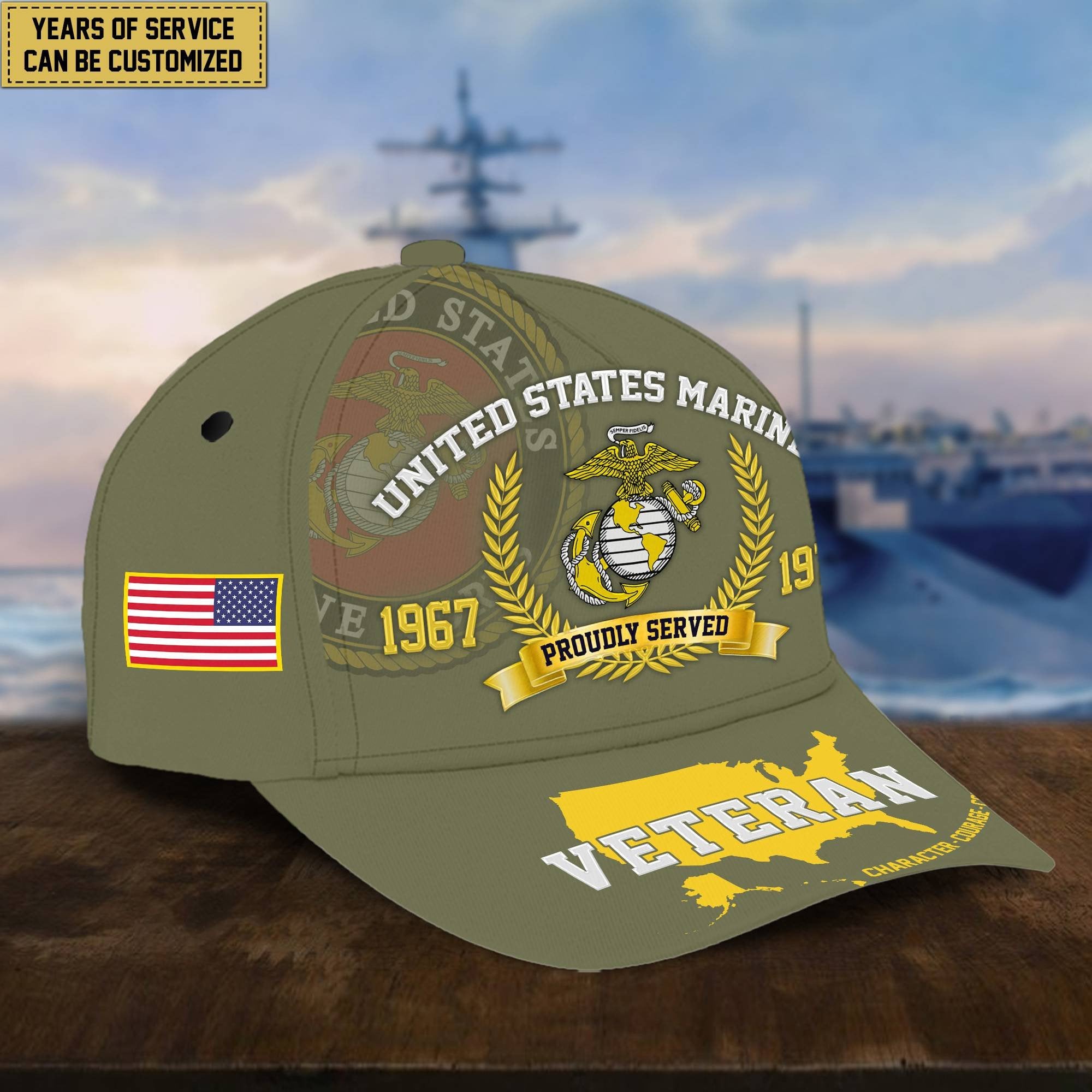 Premium Personalized American Pride US Veterans Cap APVC080501