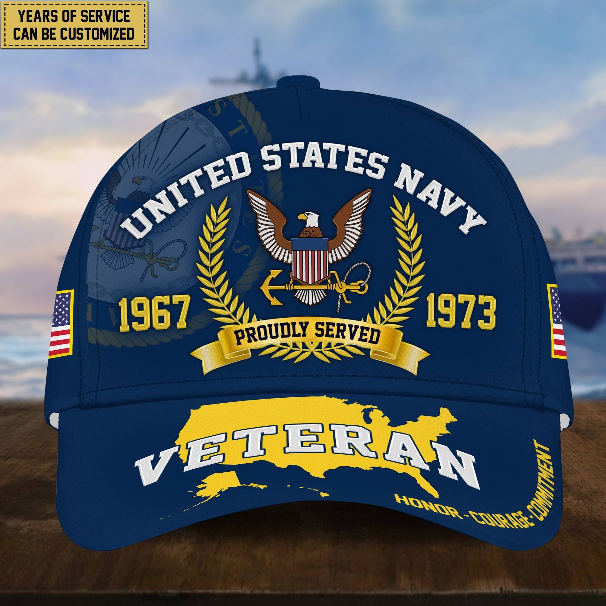 Premium Personalized American Pride US Veterans Cap APVC080501