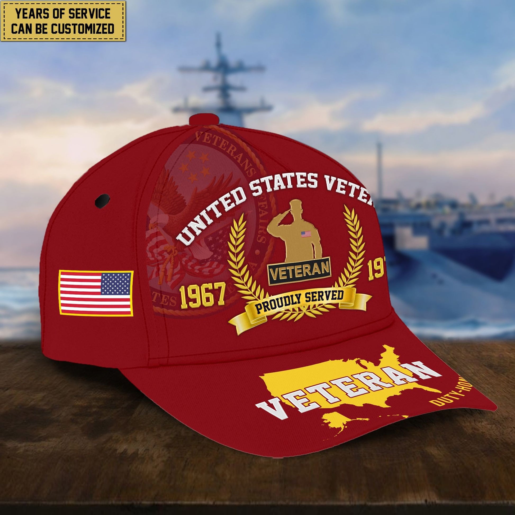 Premium Personalized American Pride US Veterans Cap APVC080501