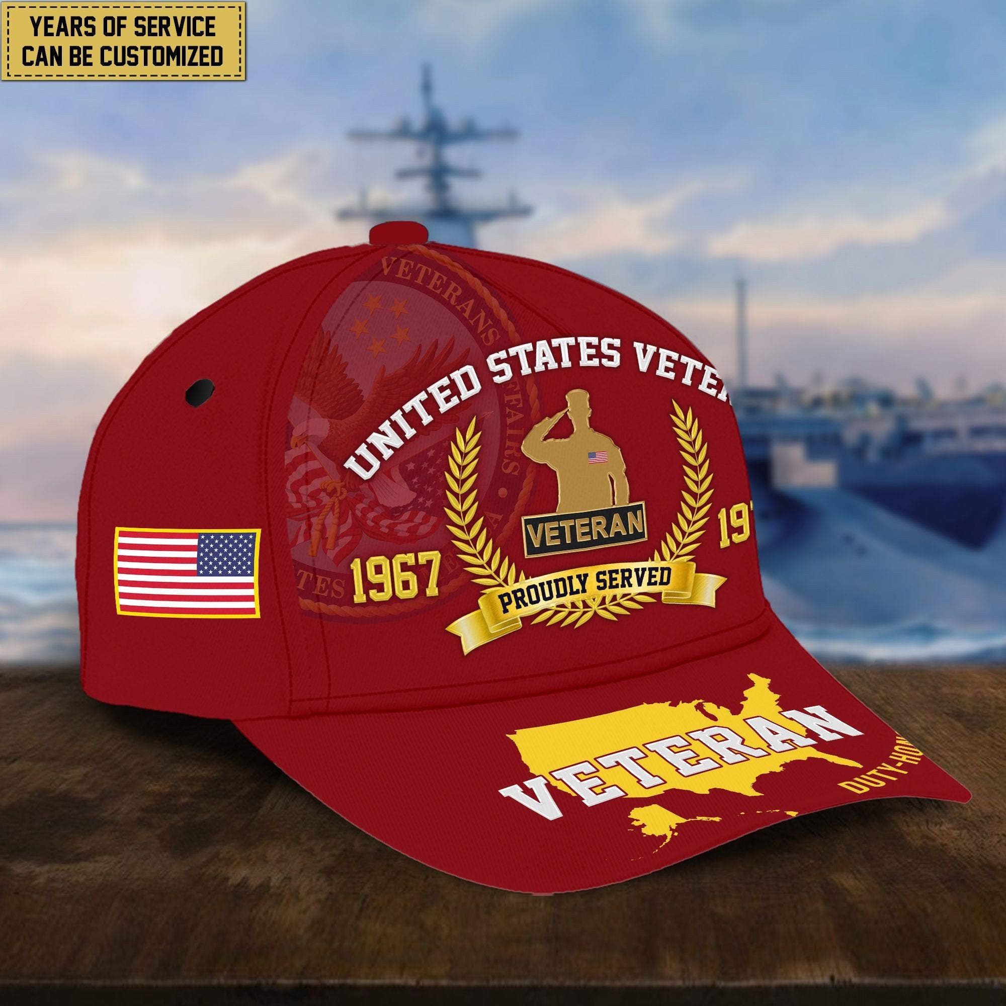 Premium Personalized American Pride US Veterans Cap APVC080501