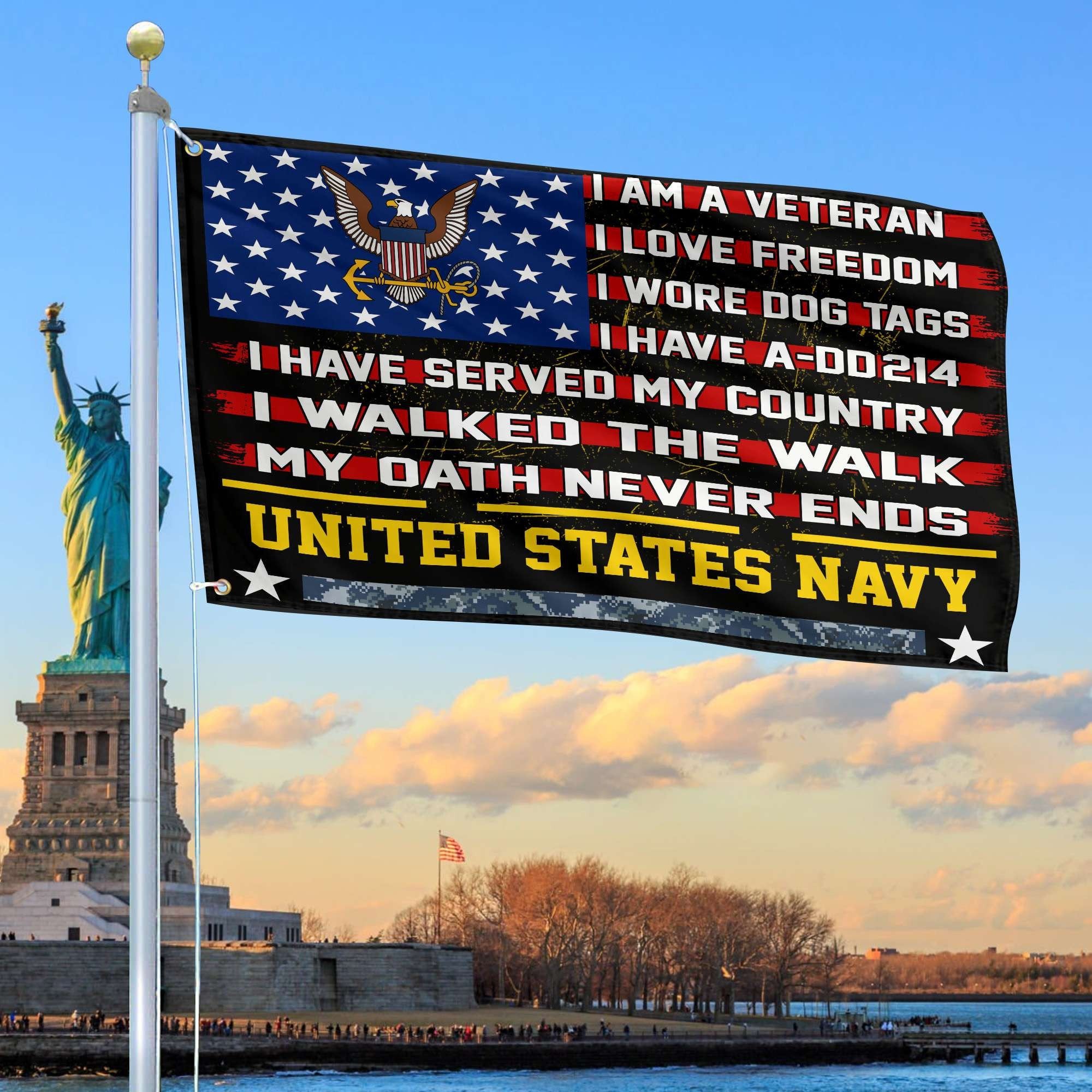 Premium US Navy Veteran Grommet Flag Gift For Veterans Day, Father's Day, Memorial Day VPVC100102