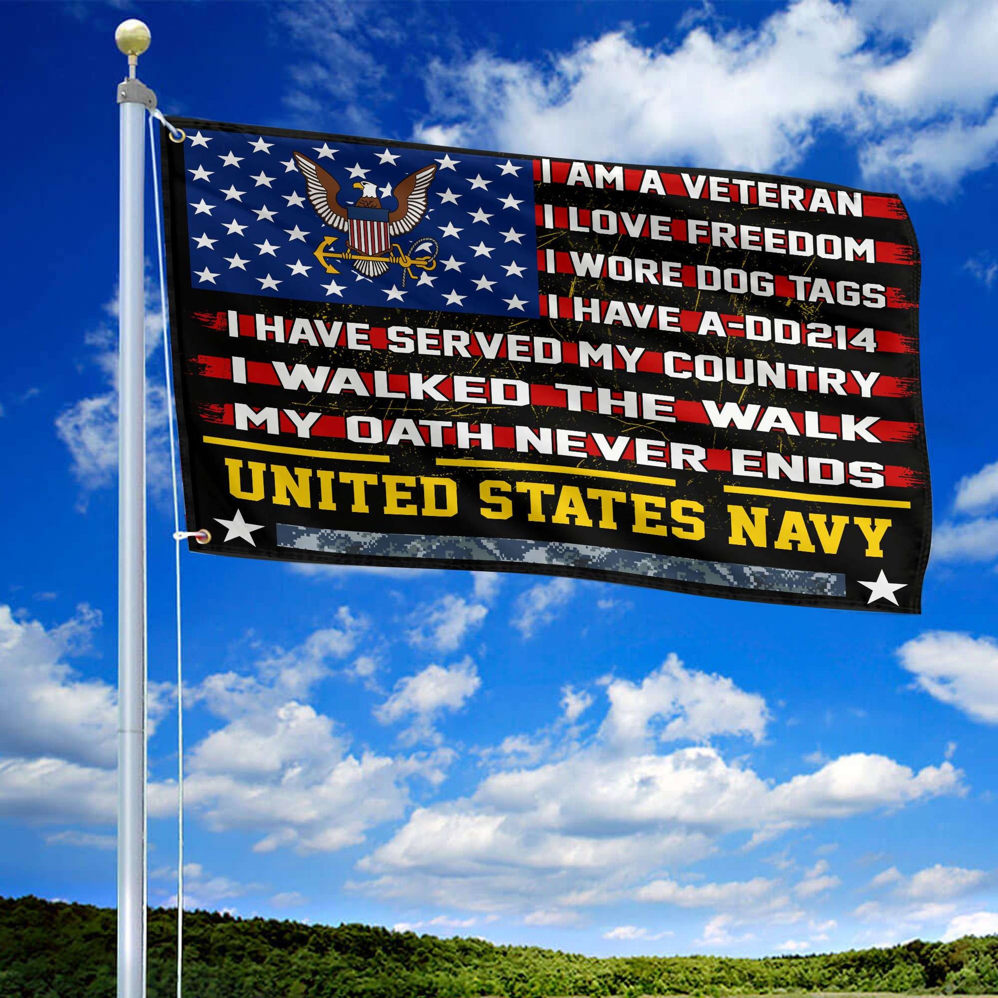 Premium US Navy Veteran Grommet Flag Gift For Veterans Day, Father's Day, Memorial Day VPVC100102