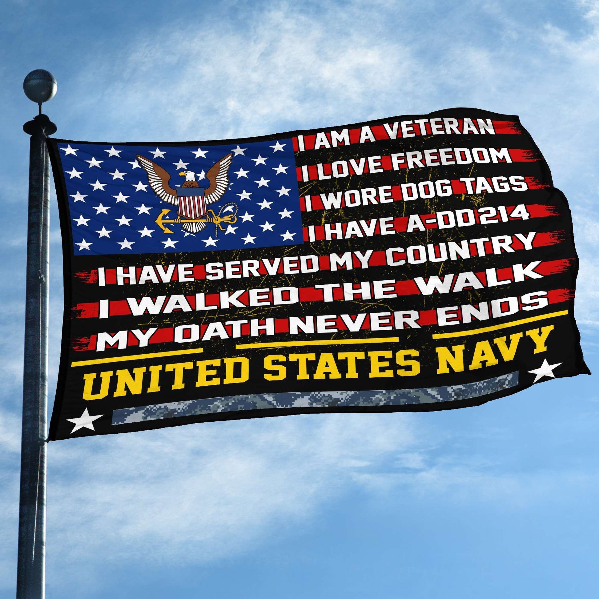 Premium US Navy Veteran Grommet Flag Gift For Veterans Day, Father's Day, Memorial Day VPVC100102