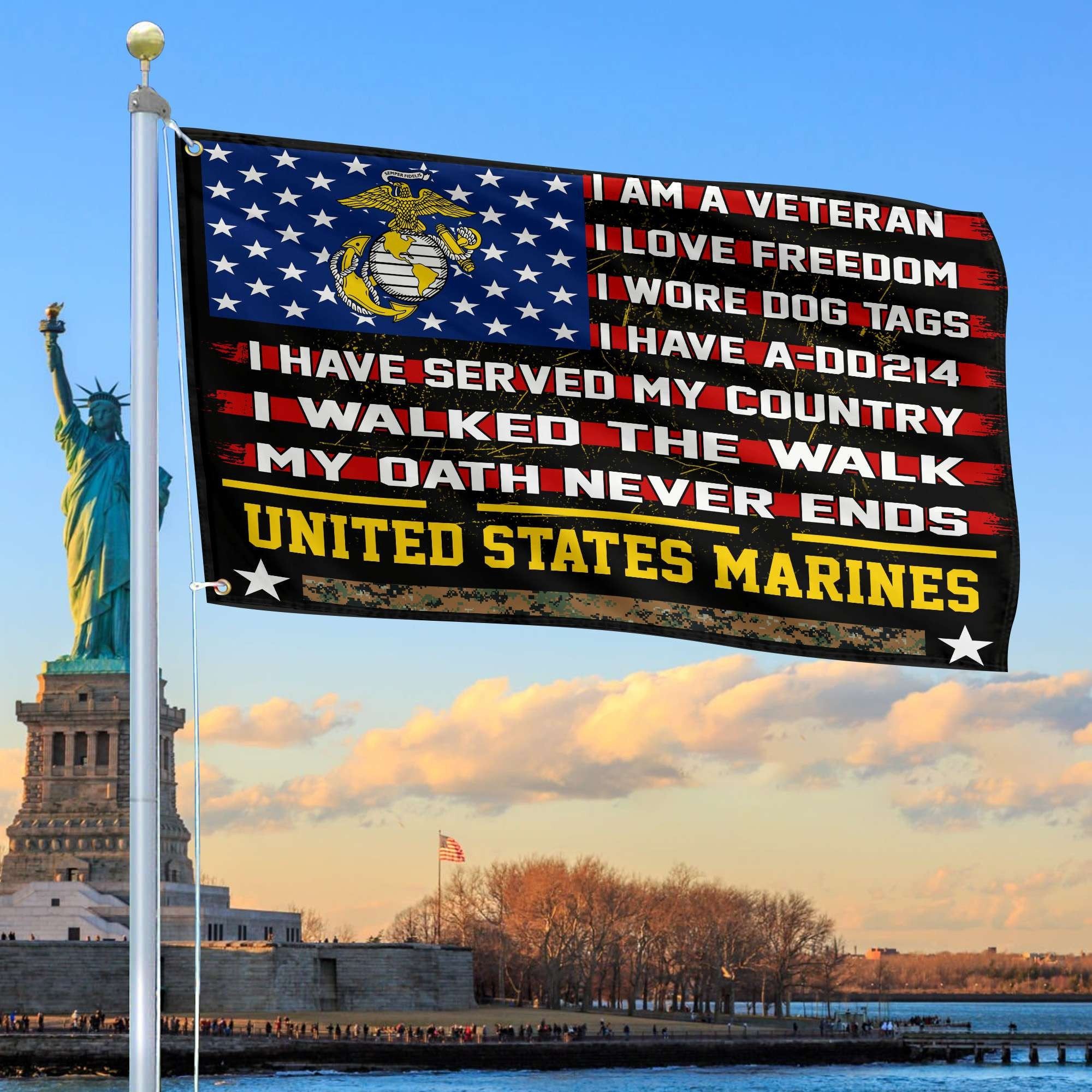 Premium US Marines Veteran Grommet Flag Gift For Veterans Day, Father's Day, Memorial Day VPVC100103