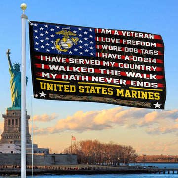 Premium US Marines Veteran Grommet Flag Gift For Veterans Day, Father's Day, Memorial Day VPVC100103