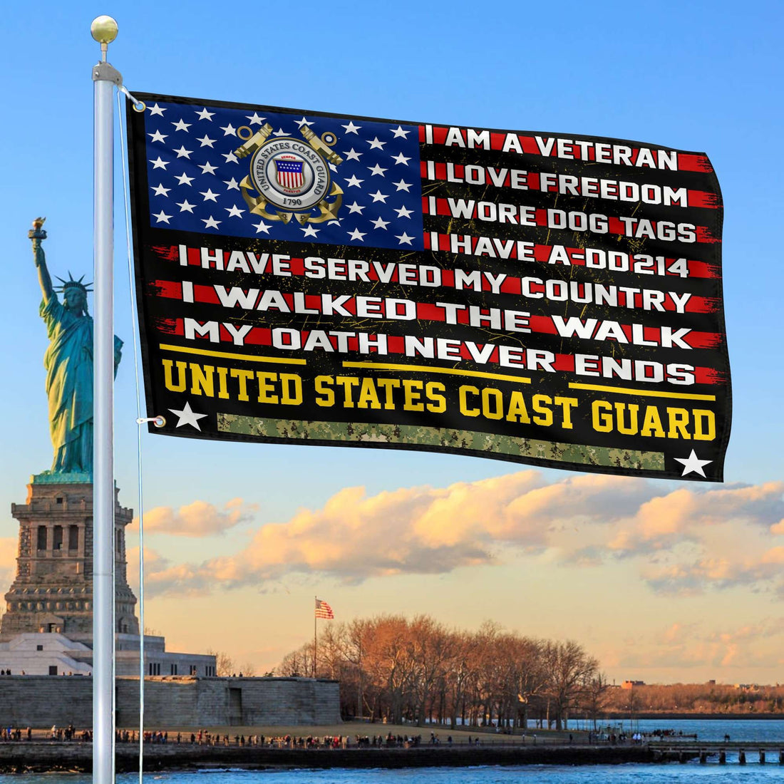 Premium USCG Veteran Grommet Flag Gift For Veterans Day, Father's Day, Memorial Day VPVC100105