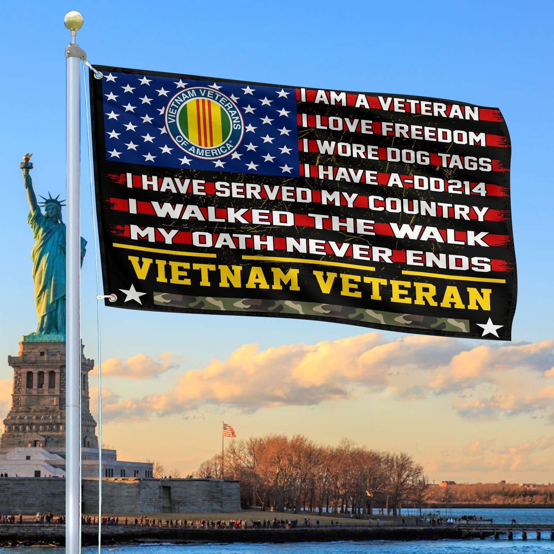 Premium Vietnam Veteran Grommet Flag Gift For Veterans Day, Father's Day, Memorial Day VPVC100106