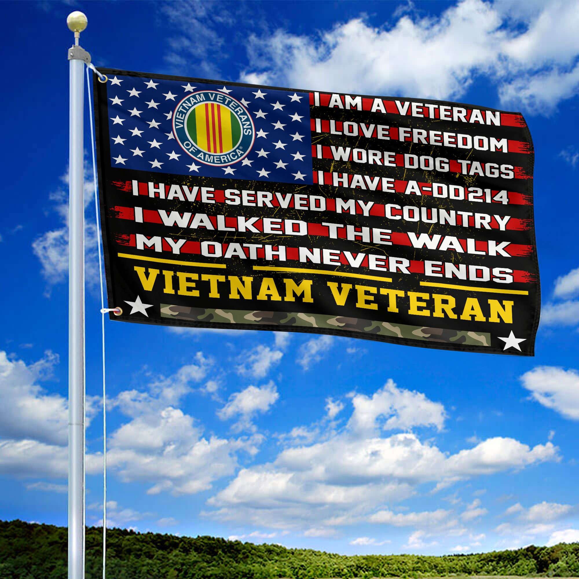 Premium Vietnam Veteran Grommet Flag Gift For Veterans Day, Father's Day, Memorial Day VPVC100106