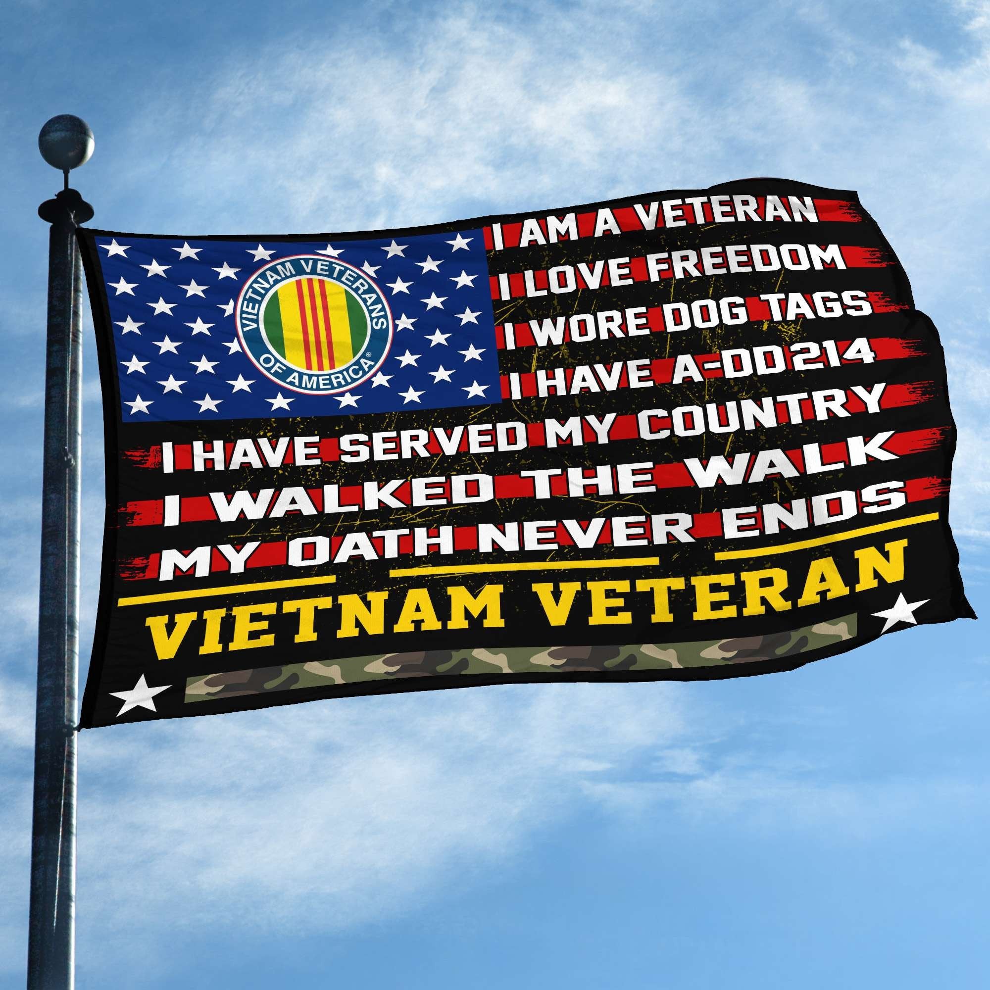 Premium Vietnam Veteran Grommet Flag Gift For Veterans Day, Father's Day, Memorial Day VPVC100106