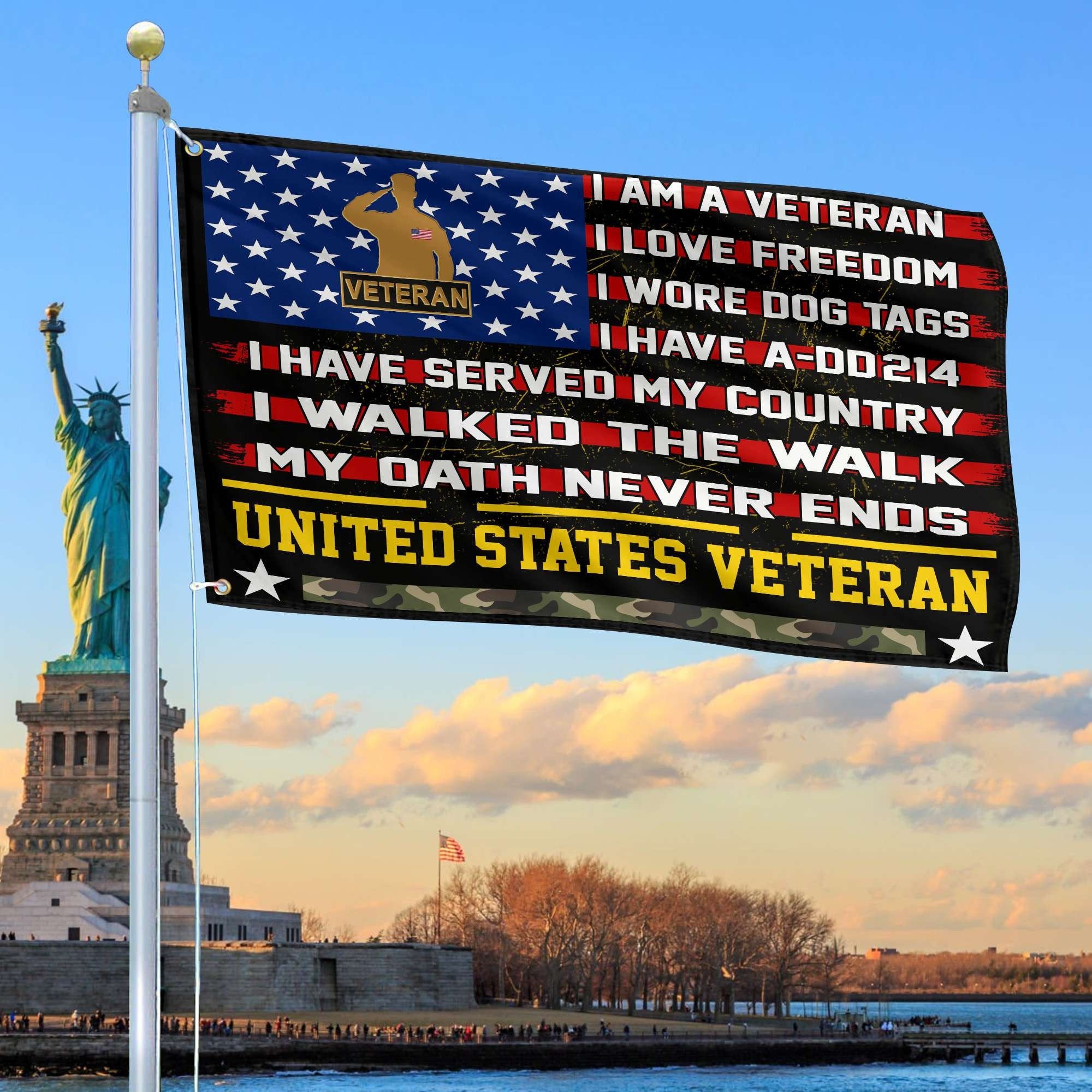 Premium US Veteran Grommet Flag Gift For Veterans Day, Father's Day, Memorial Day VPVC100107