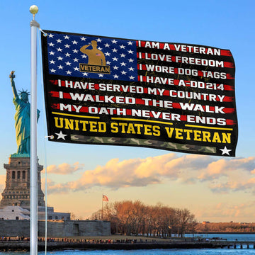 Premium US Veteran Grommet Flag Gift For Veterans Day, Father's Day, Memorial Day VPVC100107