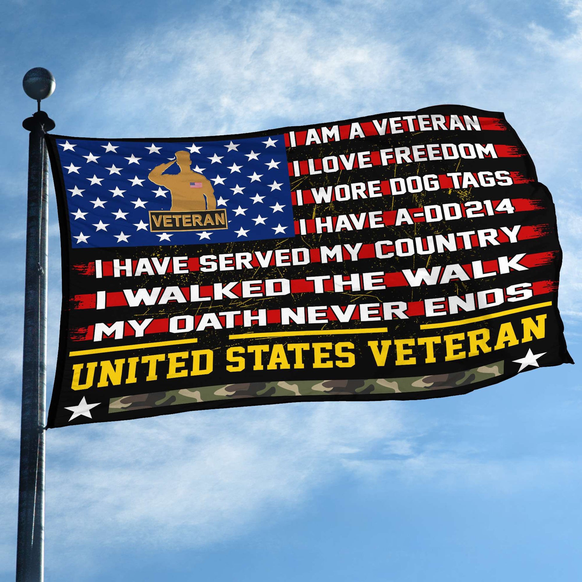Premium US Veteran Grommet Flag Gift For Veterans Day, Father's Day, Memorial Day VPVC100107