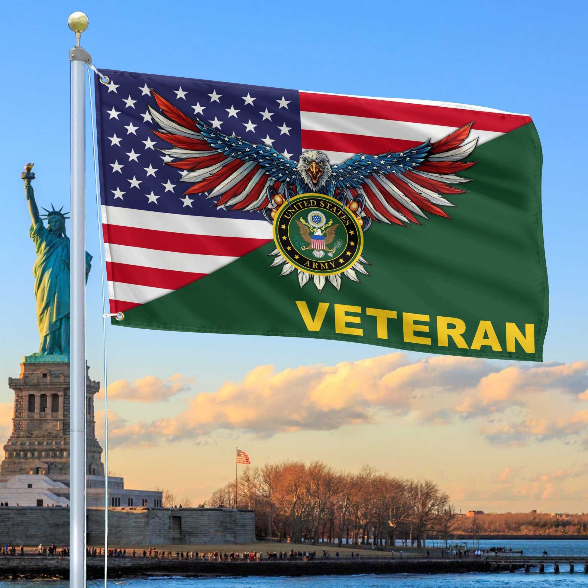 Premium US Army Grommet Flag Gift For Veterans Day, Father's Day, Memorial Day VPVC100401