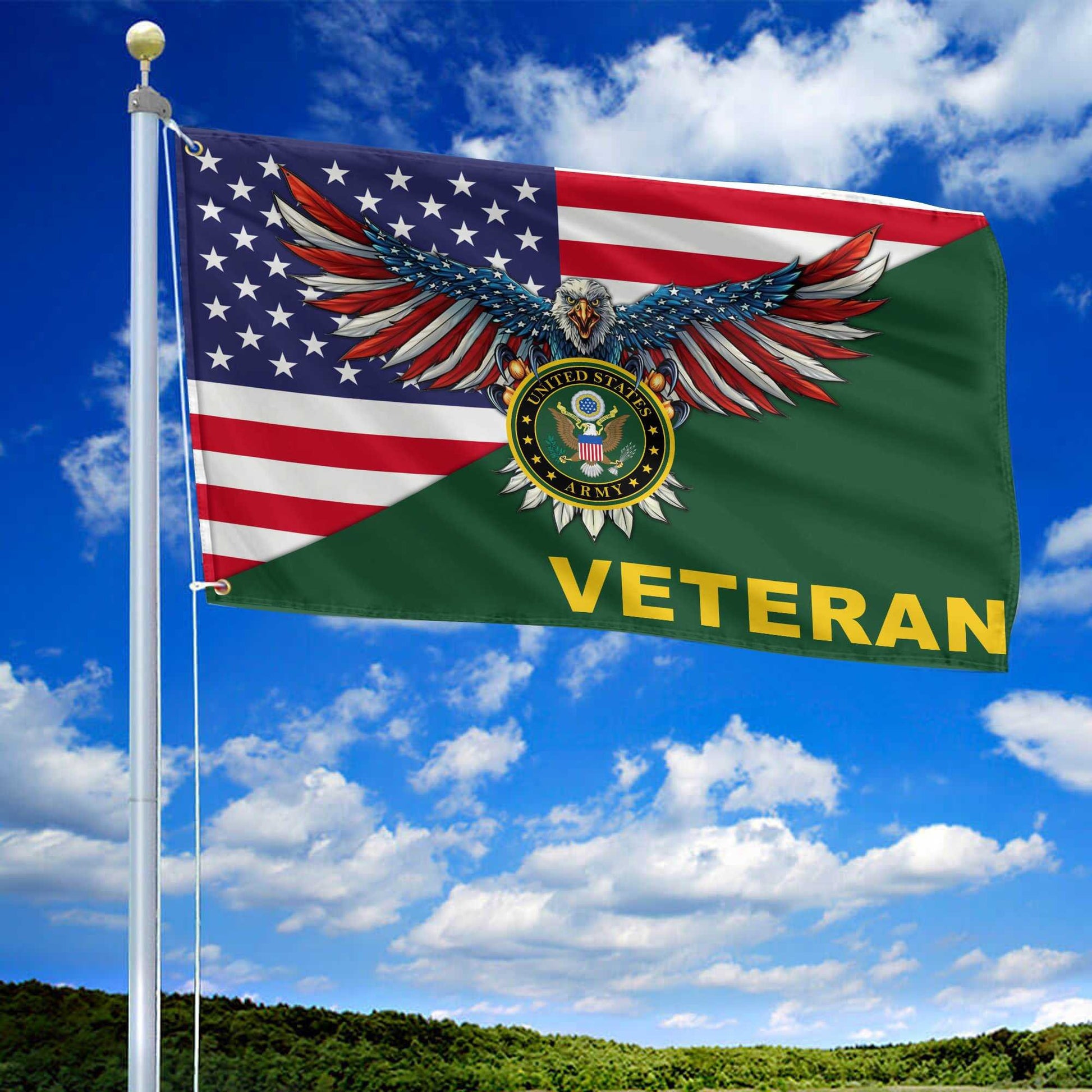 Premium US Army Grommet Flag Gift For Veterans Day, Father's Day, Memorial Day VPVC100401