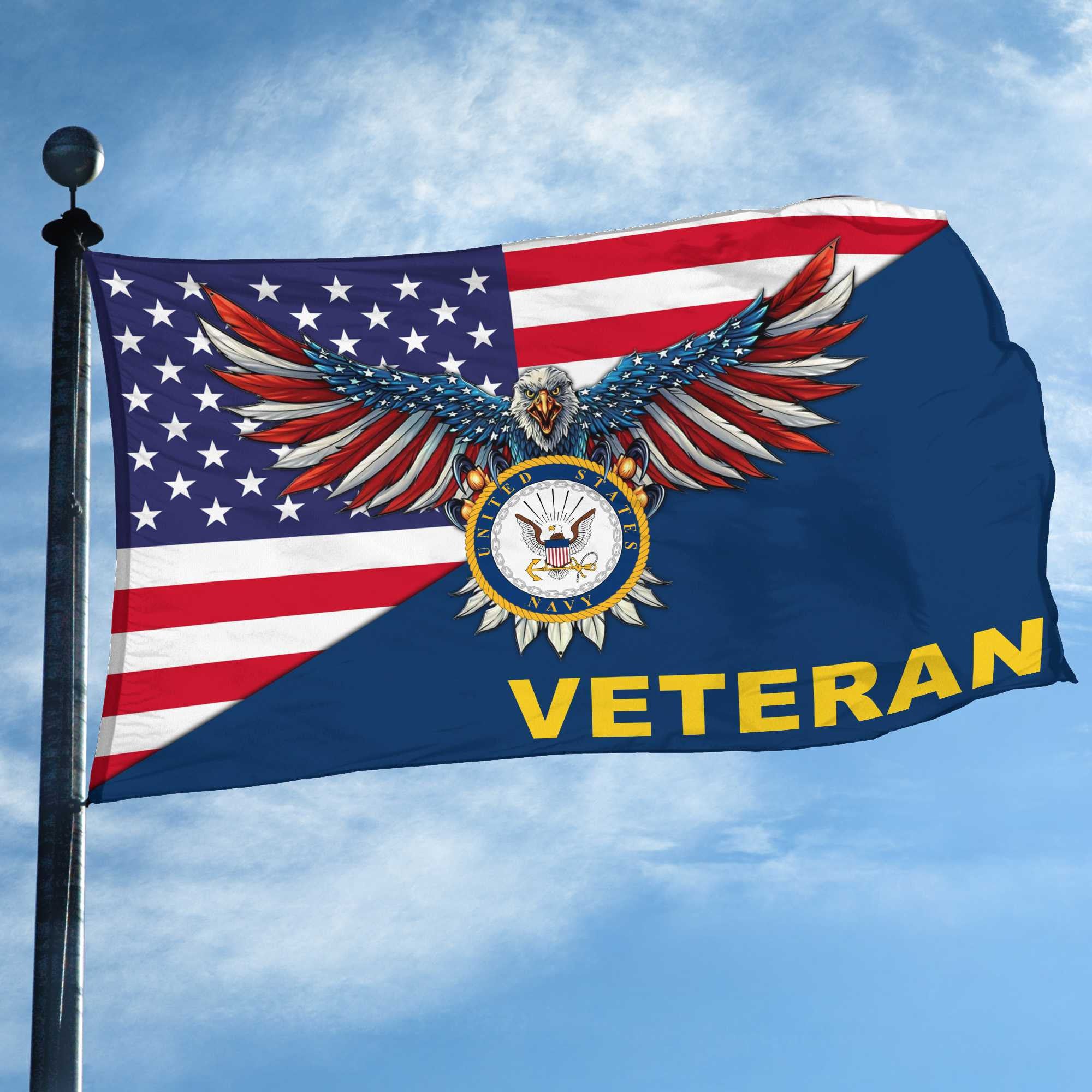 Premium US Navy Grommet Flag Gift For Veterans Day, Father's Day, Memorial Day VPVC100402